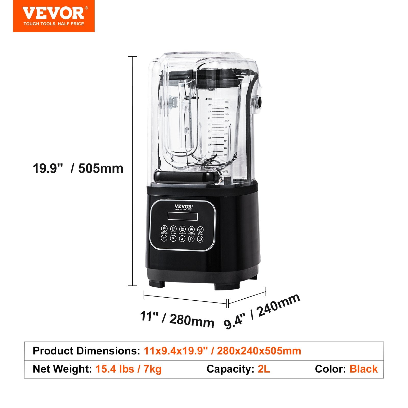Profesionalus trintuvas VEVOR HS-212C-US-B, 2200 W