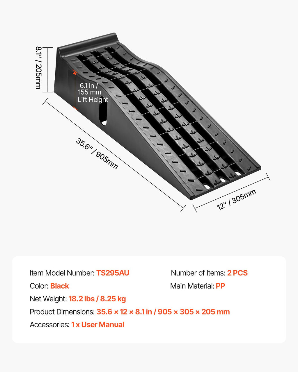 Automobilių užvažiavimo rampa VEVOR TS295AU, 5897 kg