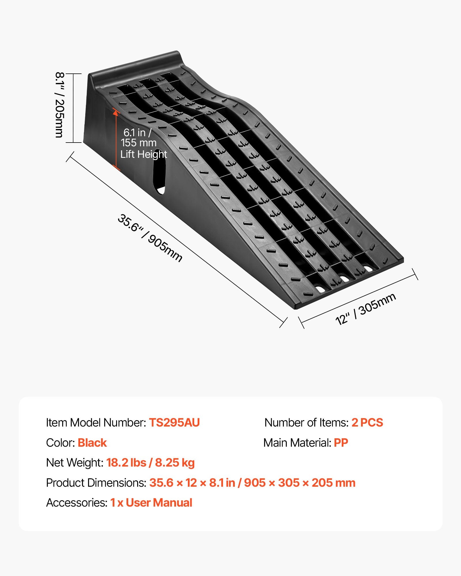 Automobilių užvažiavimo rampa VEVOR TS295AU, 5897 kg
