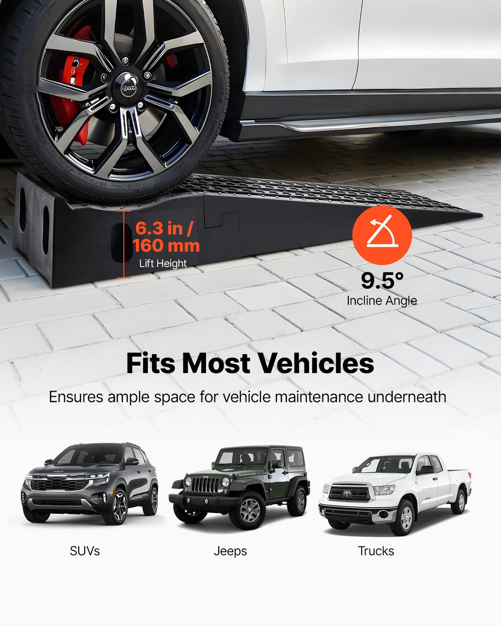 Automobilio užvažiavimo rampų komplektas VEVOR TS295DT, 5897 kg keliamoji galia