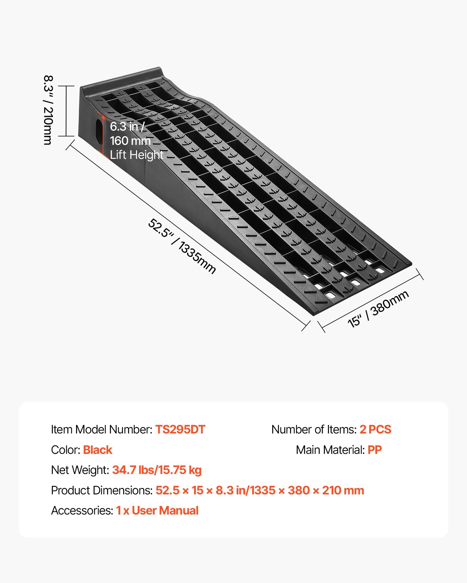 Automobilio užvažiavimo rampų komplektas VEVOR TS295DT, 5897 kg keliamoji galia