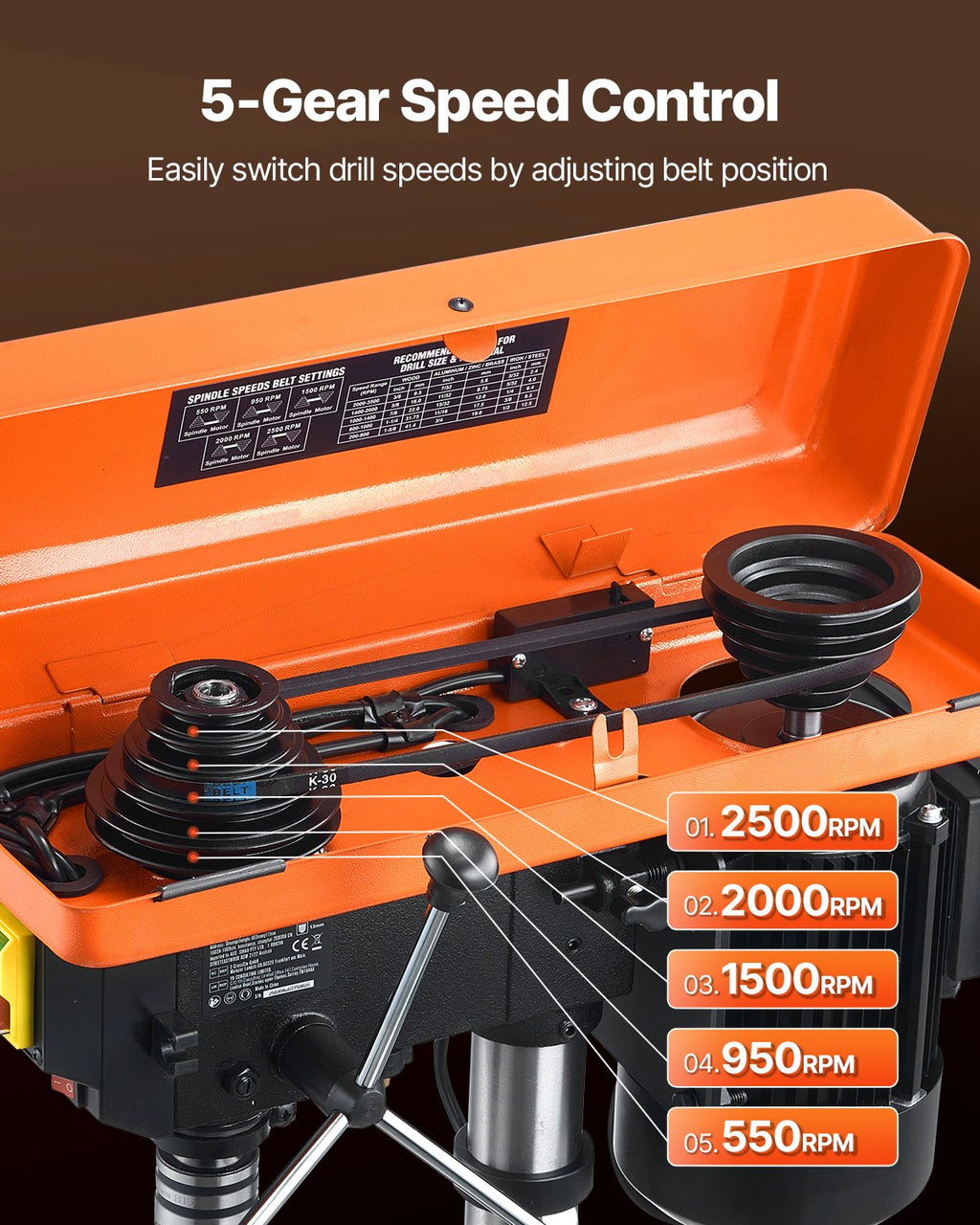 Stacionarios gręžimo staklės VEVOR DP25013B, 550 W