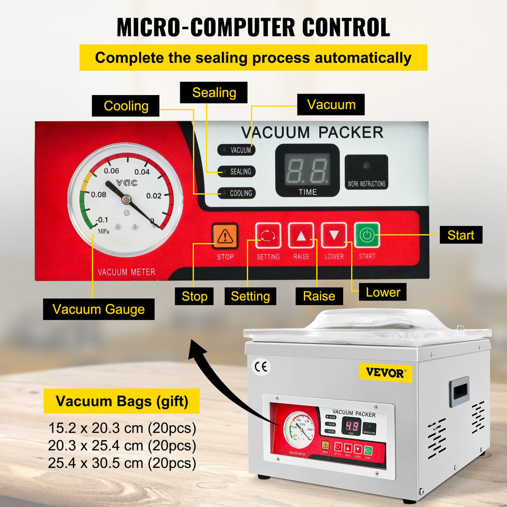 Kamerinis vakuuminis pakavimo aparatas VEVOR DZ-260A-V2, 260 W