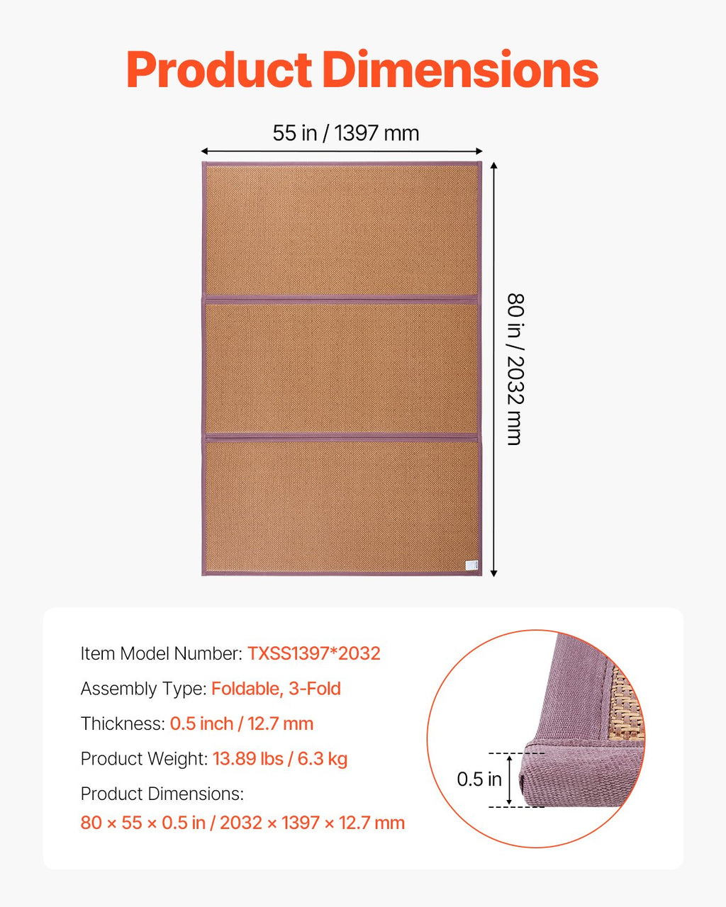 Tatami kilimėlis VEVOR TXSS1397*2032, 203 x 140 cm