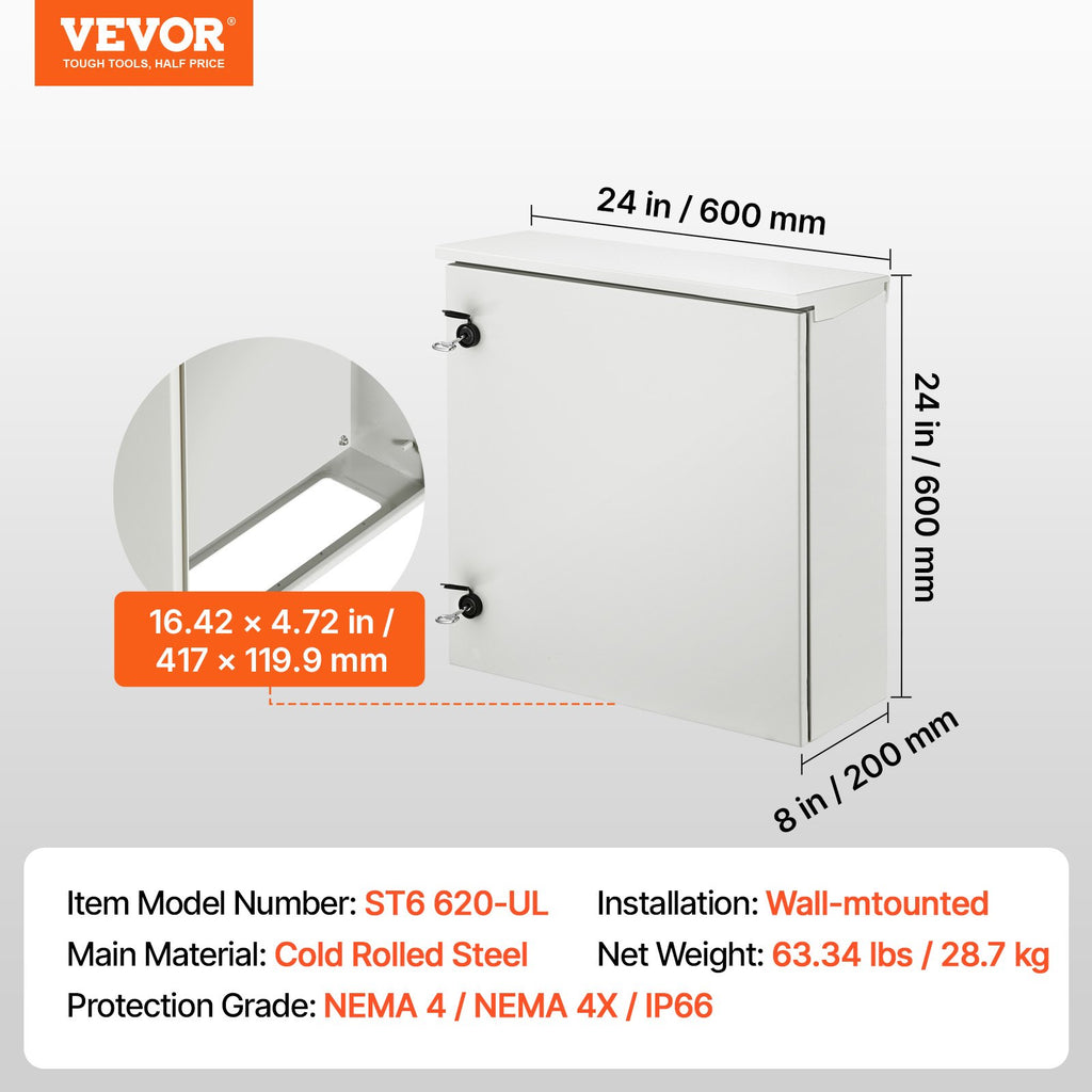 Elektros montavimo dėžė VEVOR ST6 620-UL, 60x60x20 cm