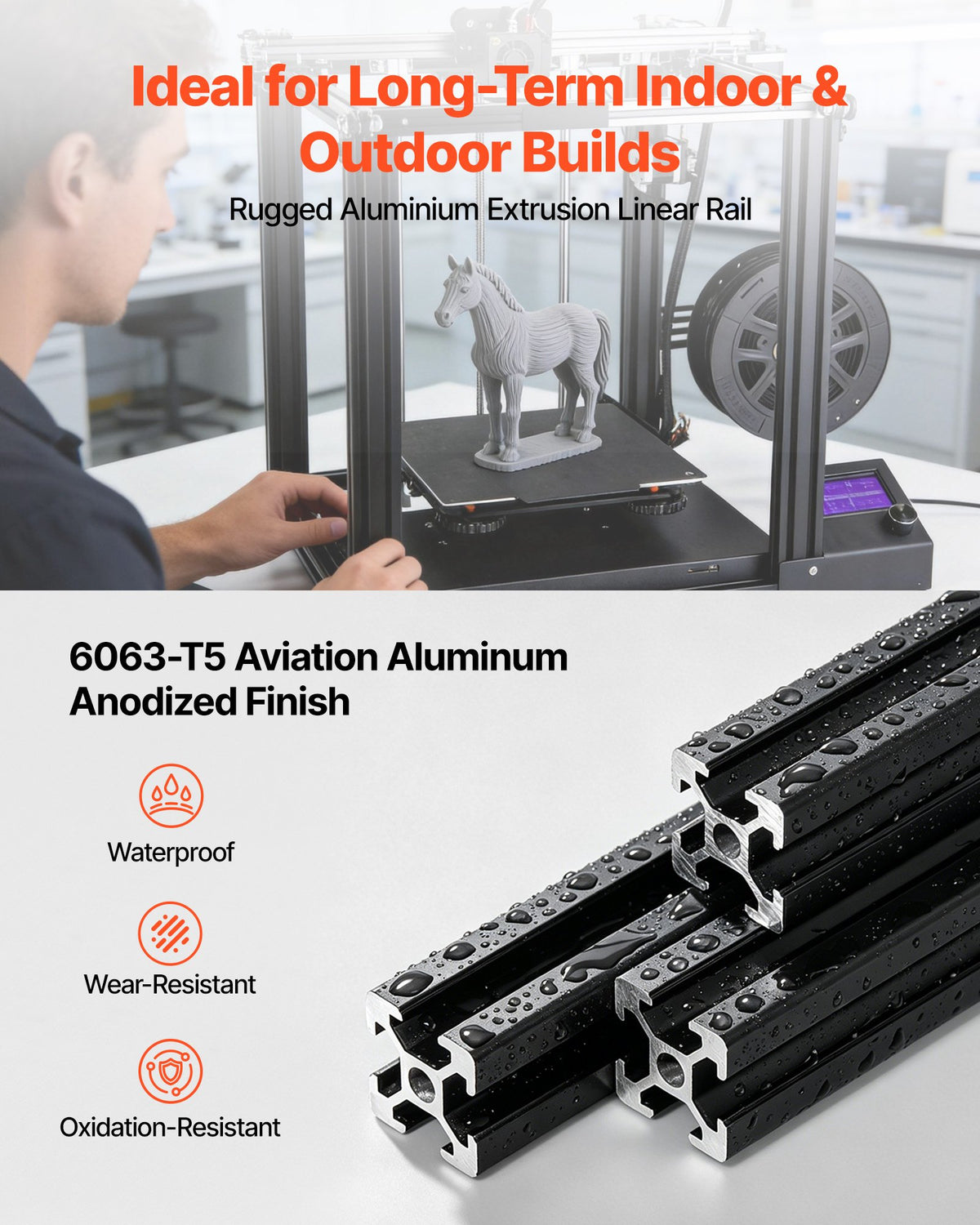 Aliuminio profilis VEVOR 2020T-122-10-H, 1220 mm, 10 vnt.