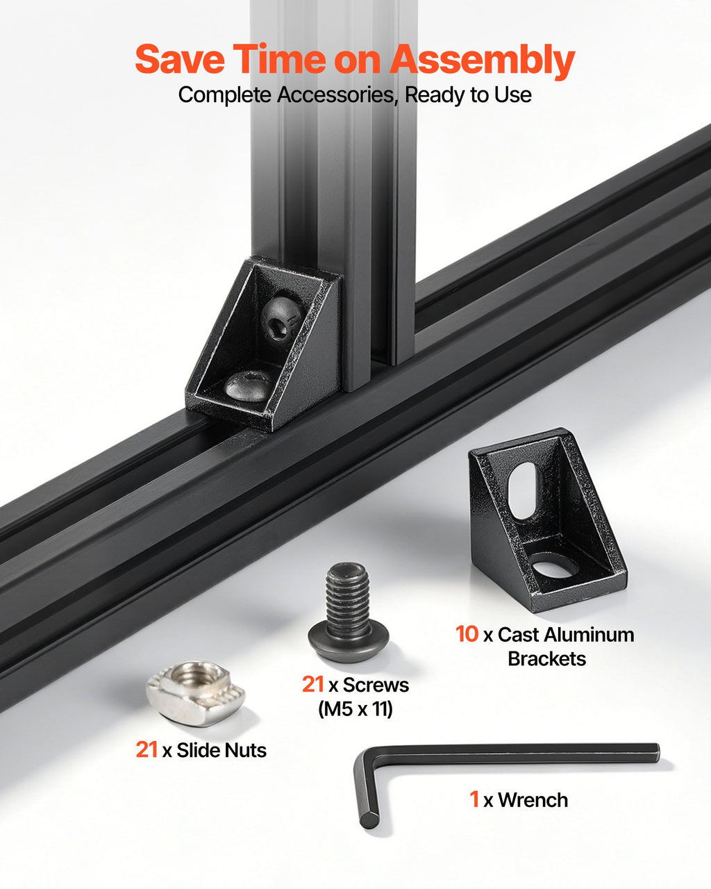 Aliuminio profilis VEVOR 2020T-122-10-H, 1220 mm, 10 vnt.