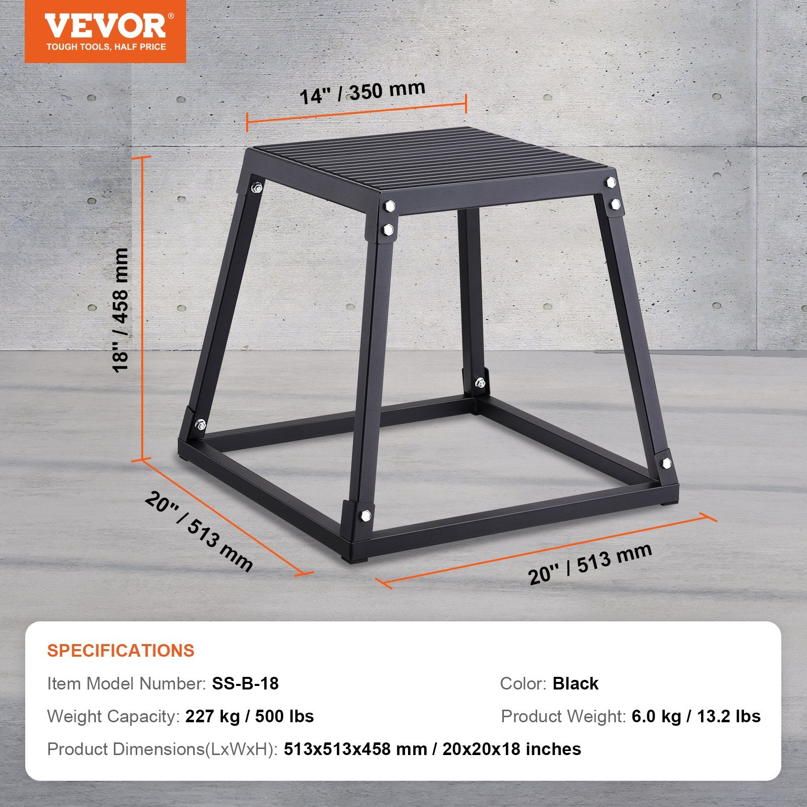 Pliometrinė šuolių dėžė VEVOR SS-B-18, 46 cm aukščio