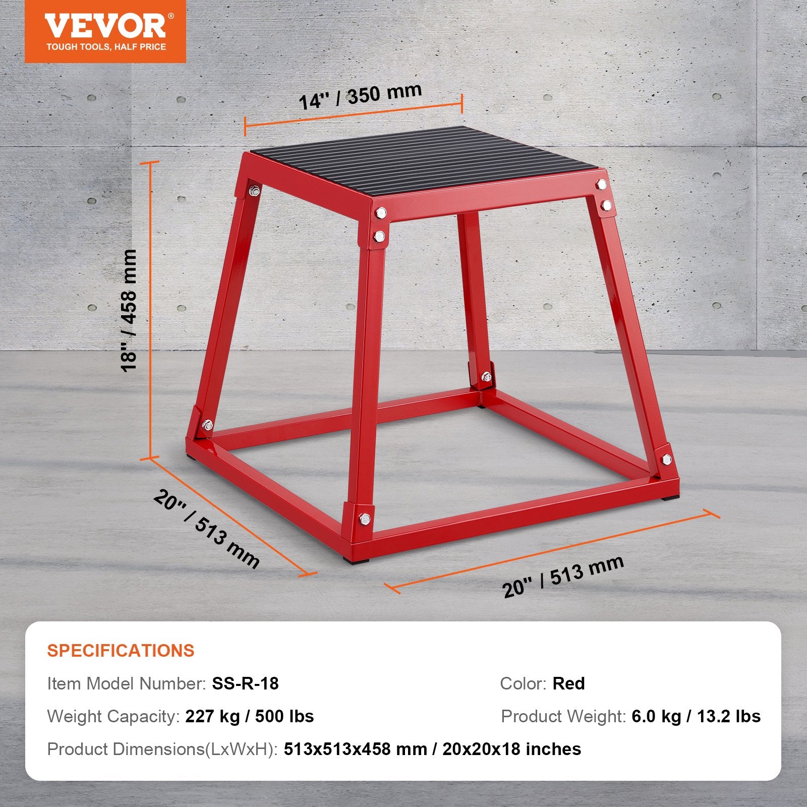 Pliometrinė šuolių platforma VEVOR SS-R-18, 45 cm aukščio