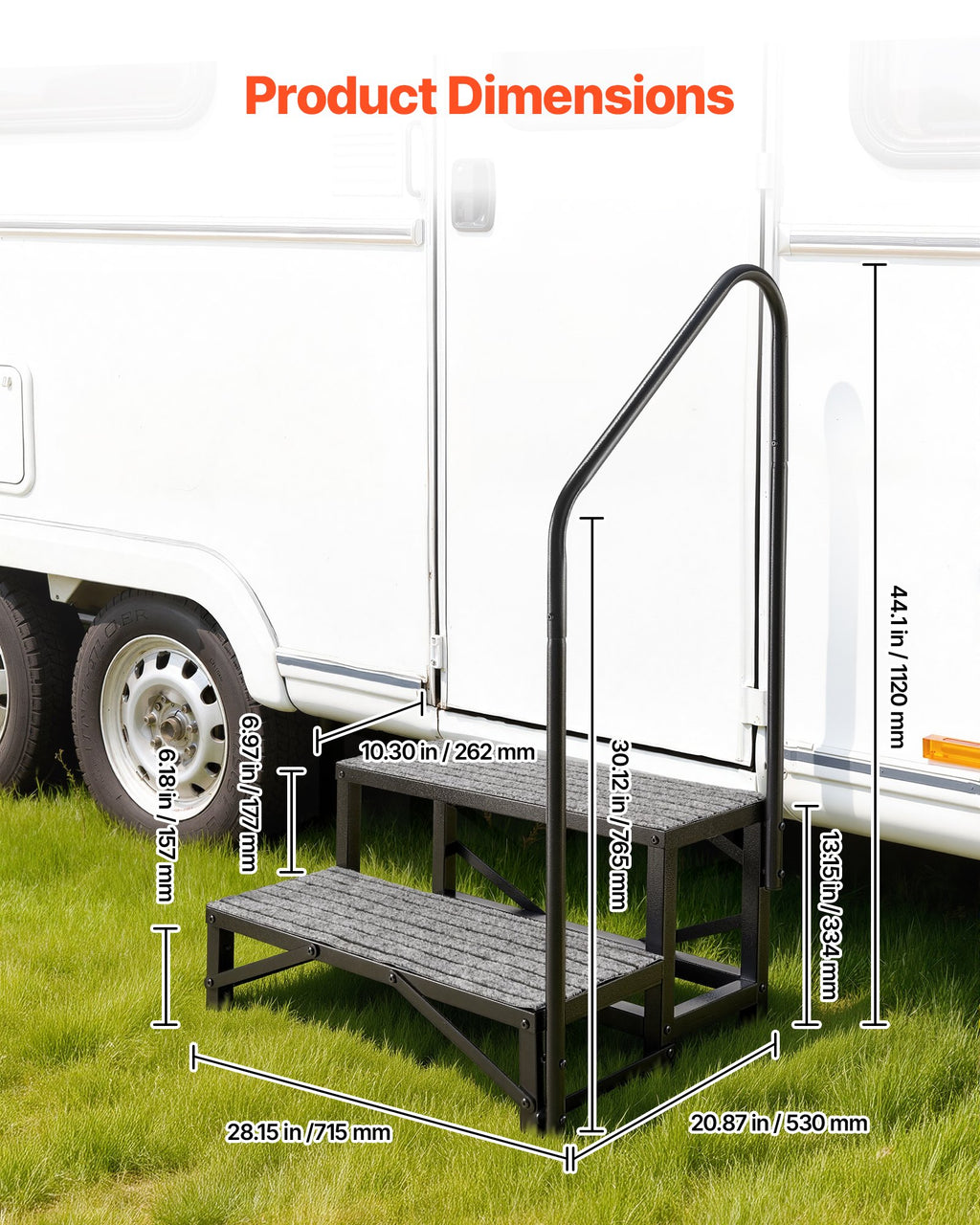 RV laipteliai su turėklu VEVOR HXTJSFT-2, 300 kg apkrova