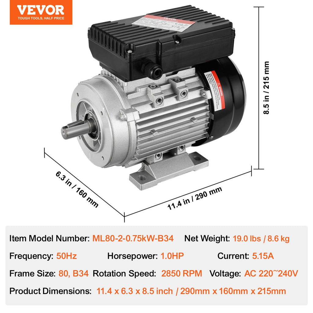 Elektrinis variklis VEVOR ML90L-2-2.2kW-B3, 2.2 kW