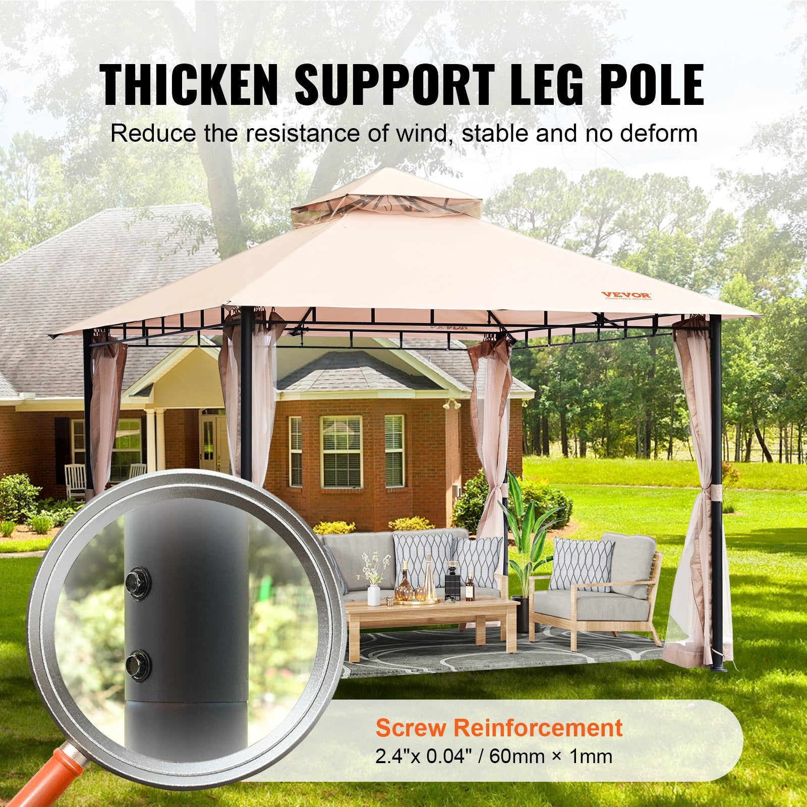 Lauko pavėsinė VEVOR KD-TY013, 3 x 3 m