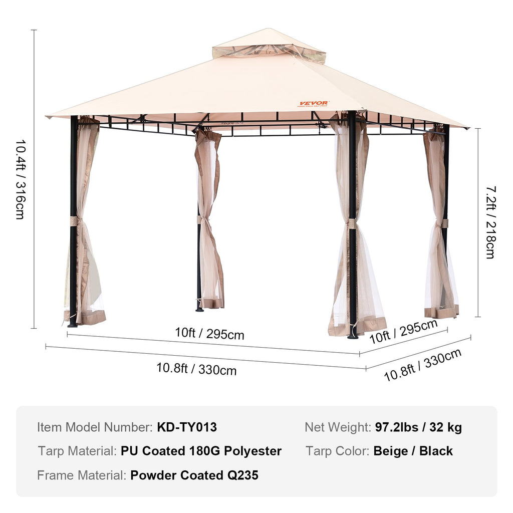Lauko pavėsinė VEVOR KD-TY013, 3 x 3 m