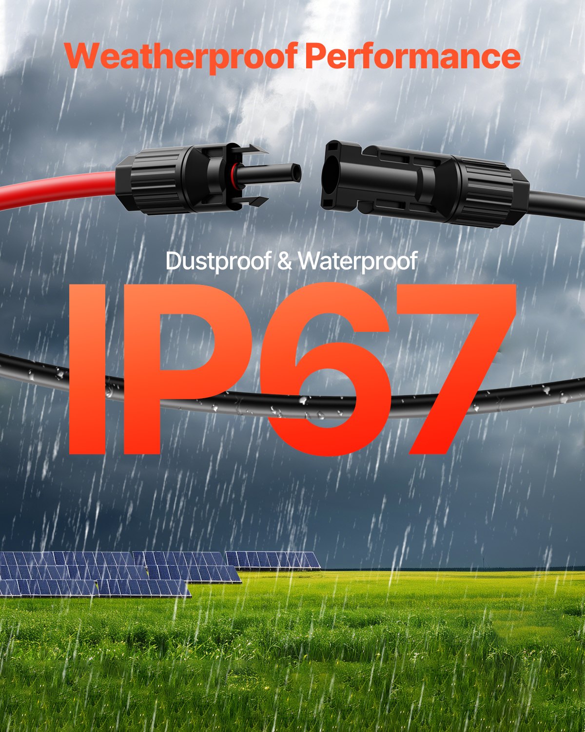 Saulės kolektorių ilginamasis kabelis VEVOR 10AWG-Black-L=30.5M, 30,48 m