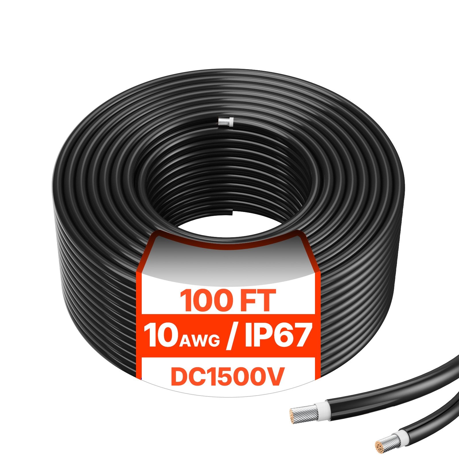 Saulės kolektorių ilginamasis kabelis VEVOR 10AWG-Black-L=30.5M, 30,48 m