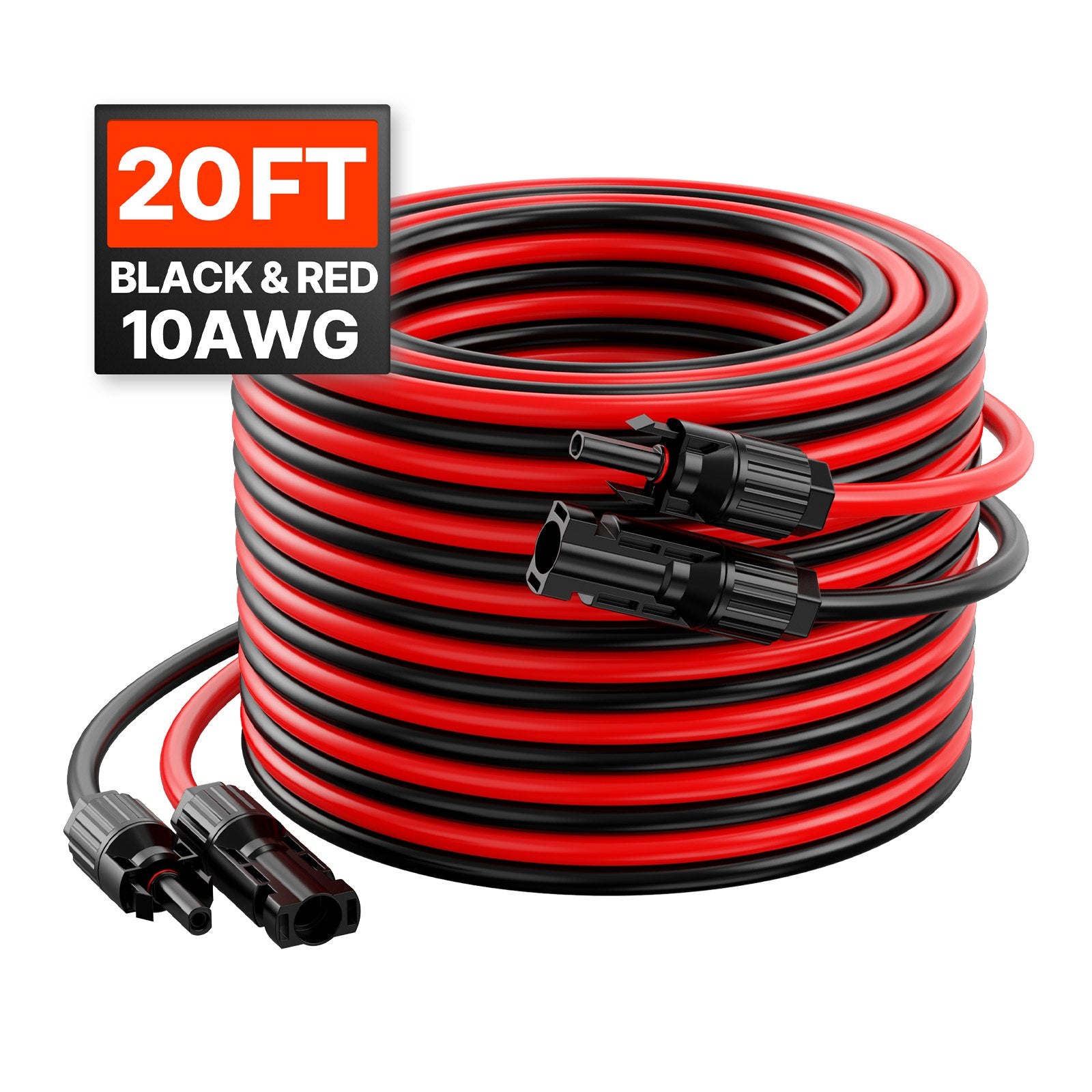 Saulės baterijų ilginamasis laidas VEVOR MC4-10AWG-Red/Black-L=6.1M, 6,1 m