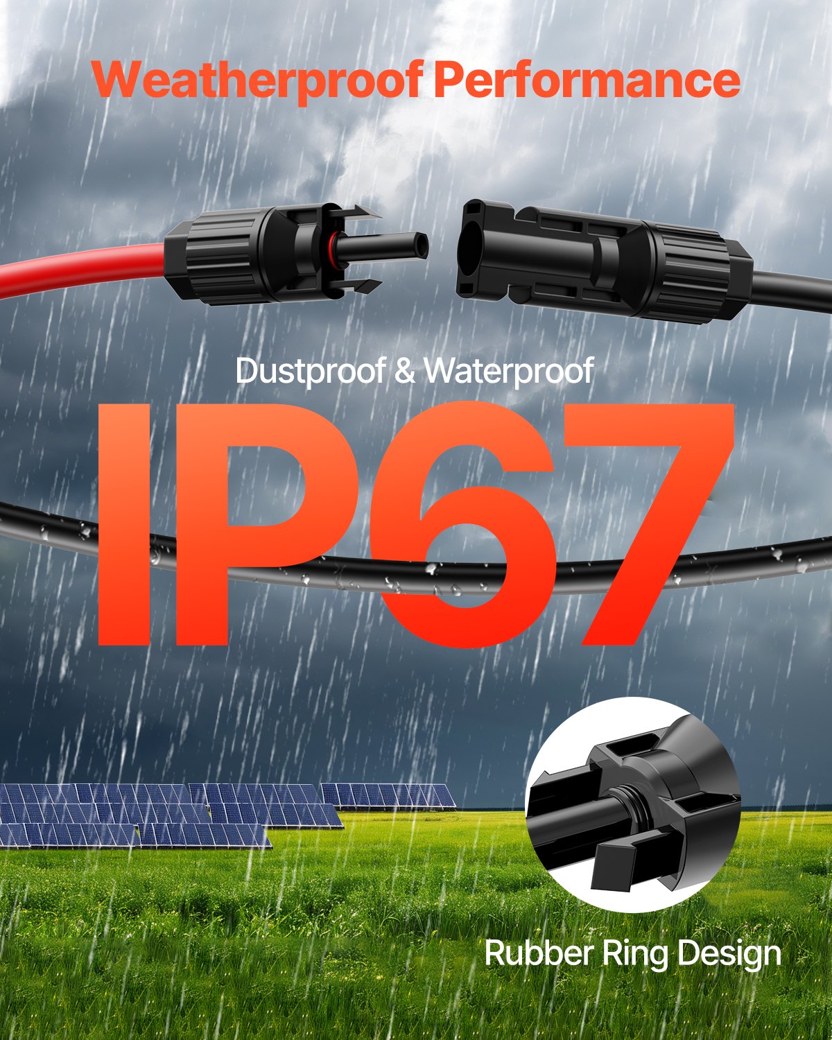 Saulės baterijų ilginamasis kabelis VEVOR MC4-10AWG, 15,24 m