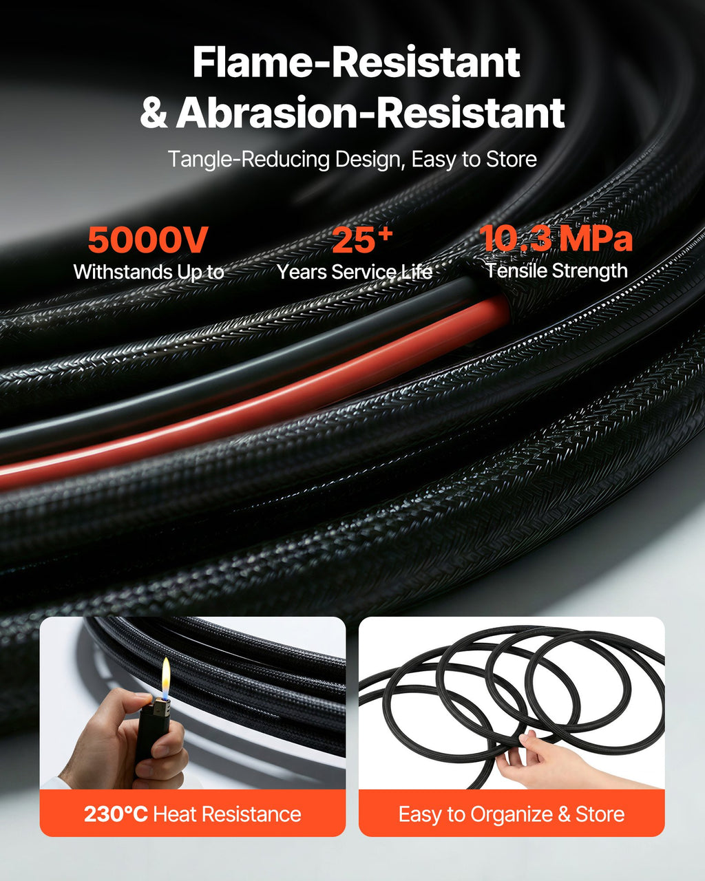 Saulės kolektorių ilginamasis kabelis VEVOR MC4-10AWG-9.14M, 10 AWG