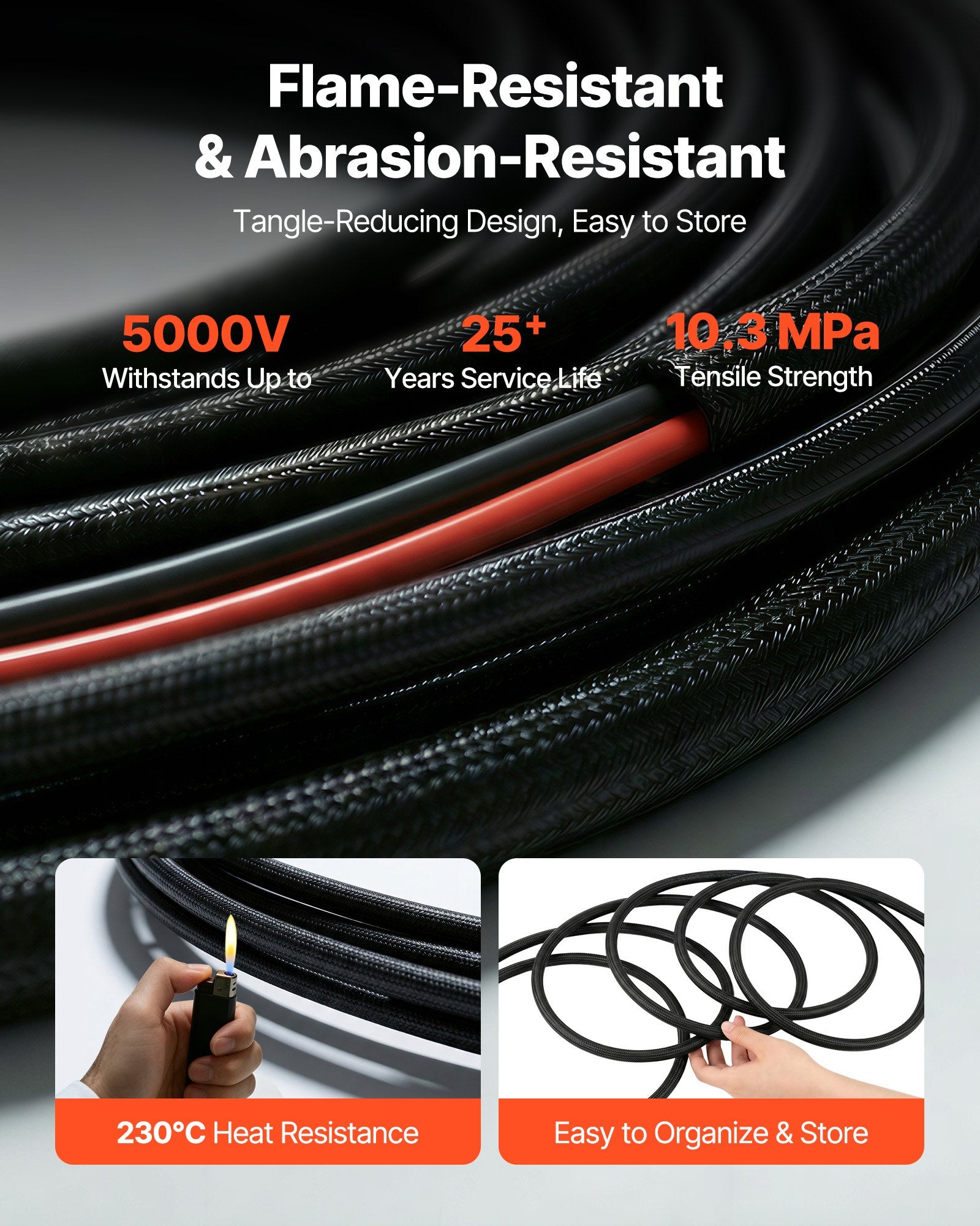 Saulės kolektorių ilginamasis kabelis VEVOR MC4-10AWG-9.14M, 10 AWG