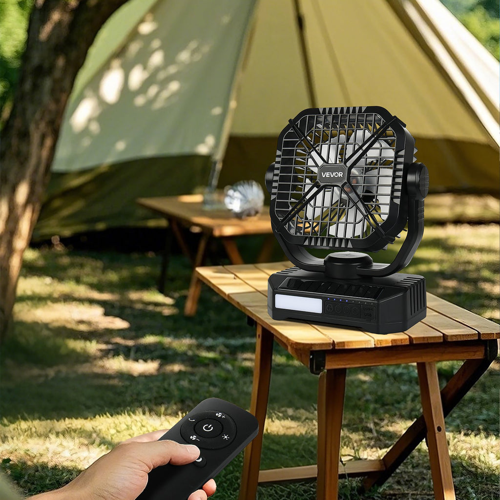 Saulės energija įkraunamas ventiliatorius VEVOR F910B, 10400 mAh