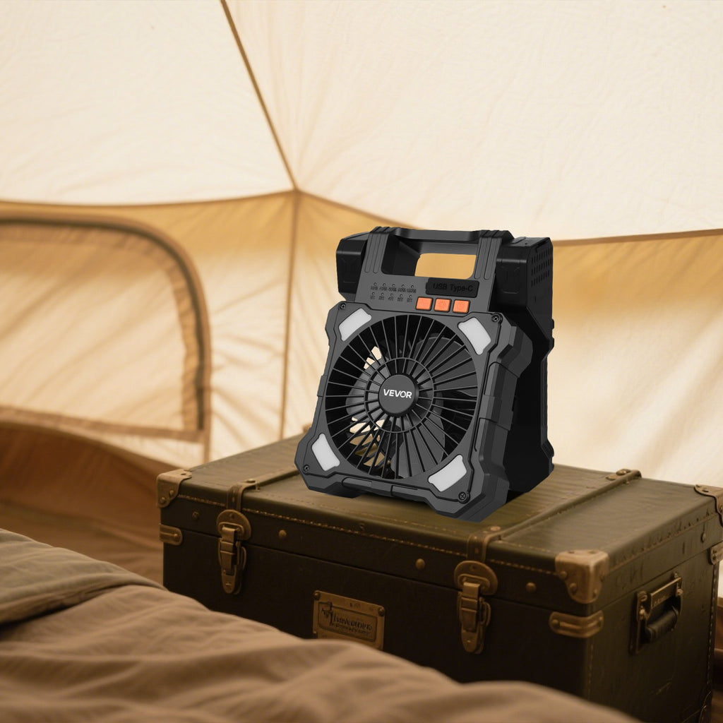 Įkraunamas saulės energijos ventiliatorius VEVOR F904, 20000 mAh