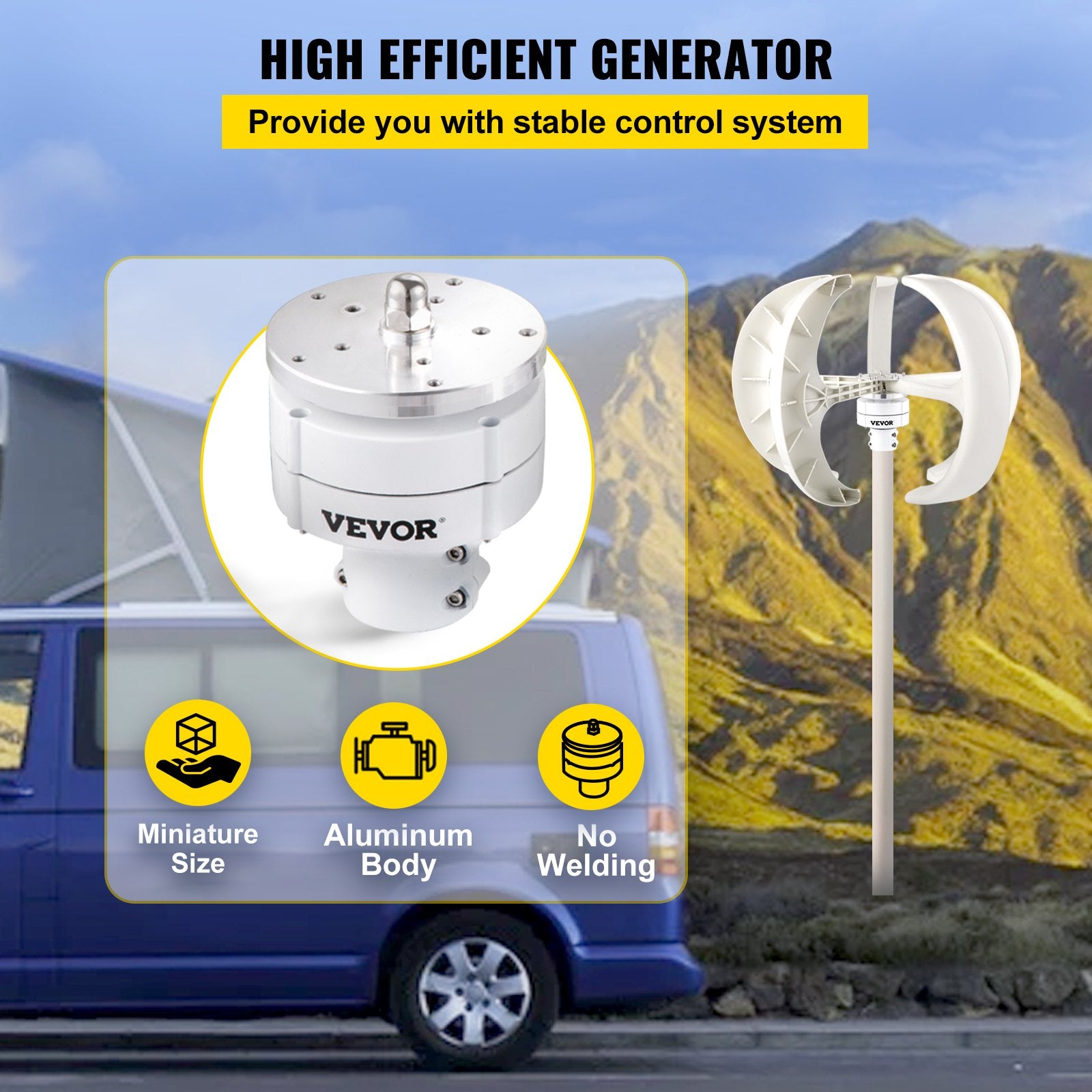 Vėjo turbina VEVOR 600W 12V, vertikali
