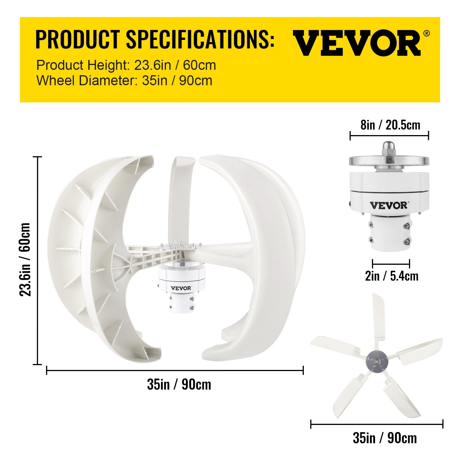 Vėjo turbina VEVOR 600W 12V, vertikali