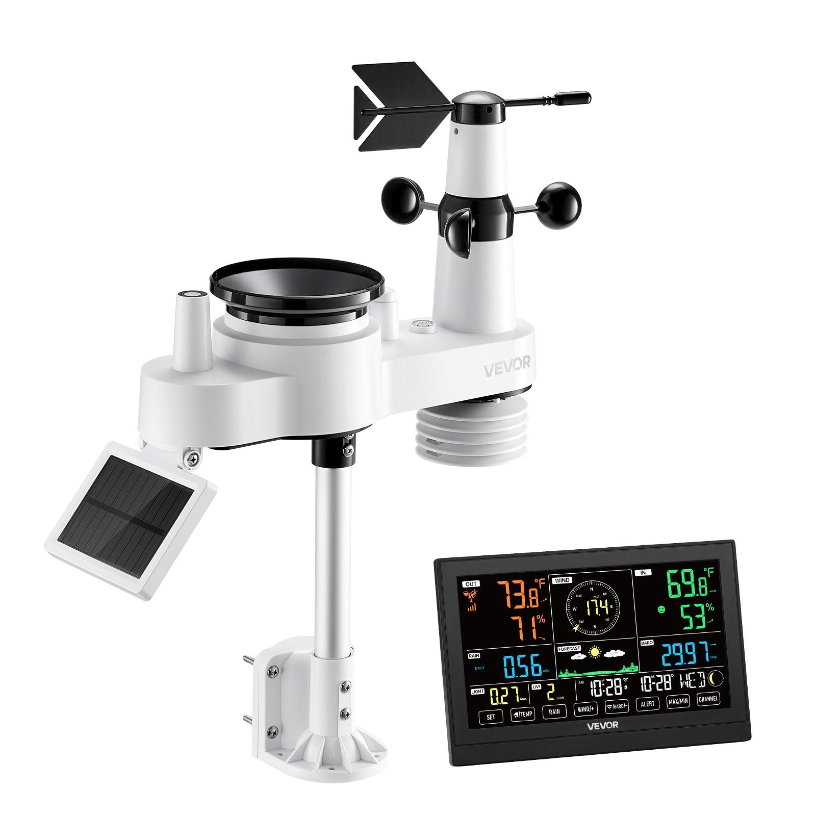 Išmanioji meteorologinė stotelė VEVOR YT60307, 7-in-1 jutiklis ir Wi-Fi ryšys