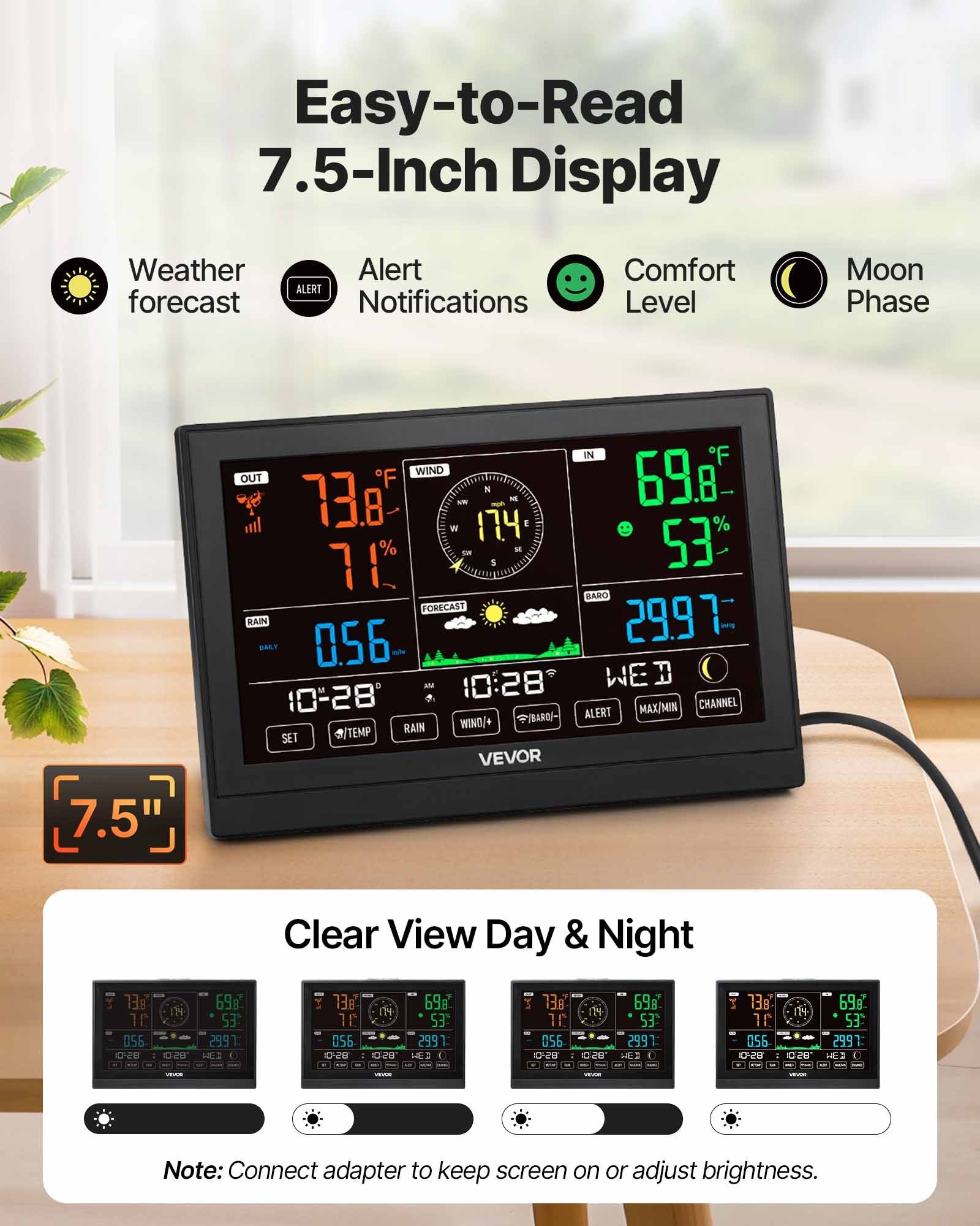 Meteorologinė stotelė VEVOR YT60308, 5-in-1 su Wi-Fi