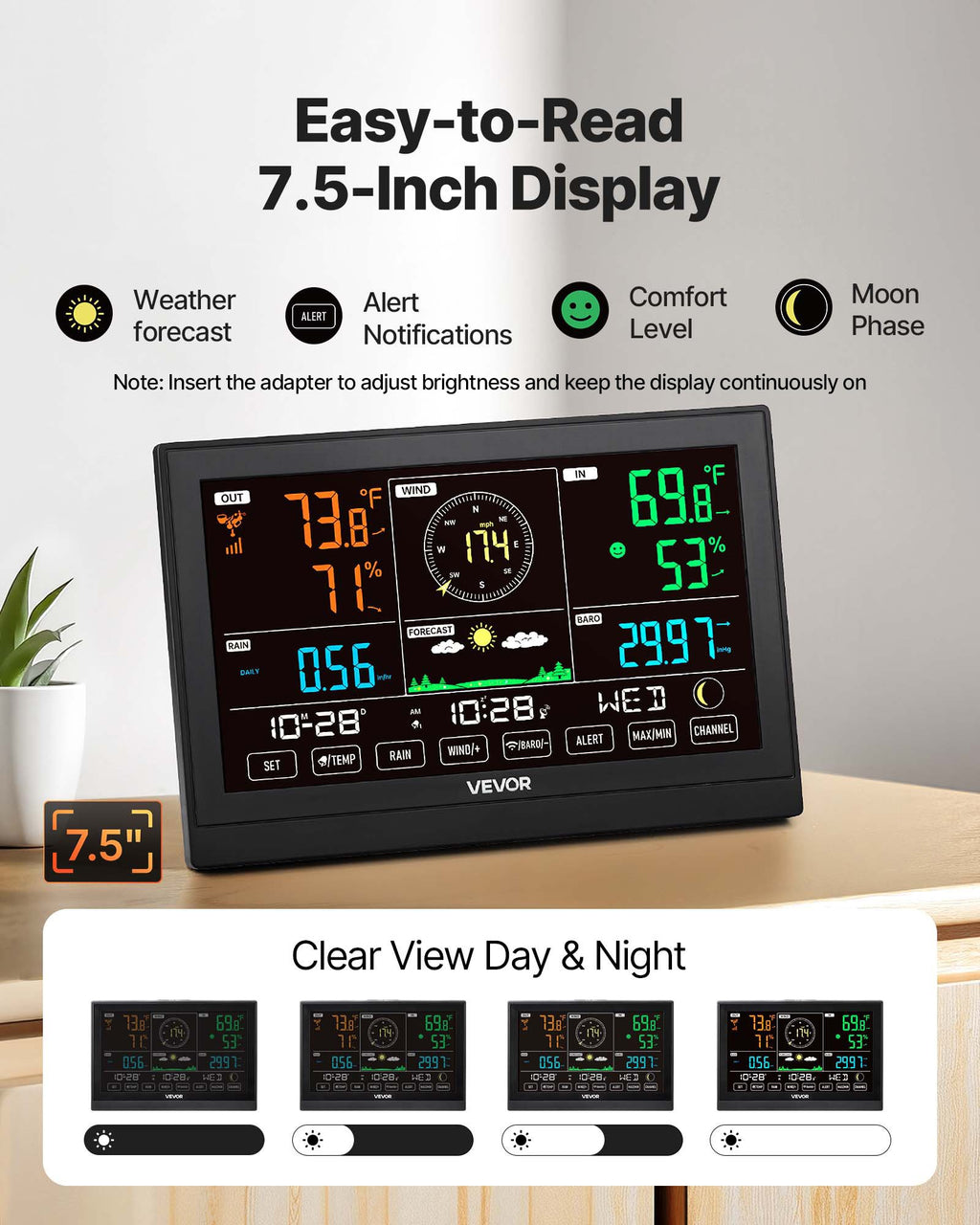 Belaidė meteorologinė stotelė VEVOR YT60310, 5-in-1 jutiklis