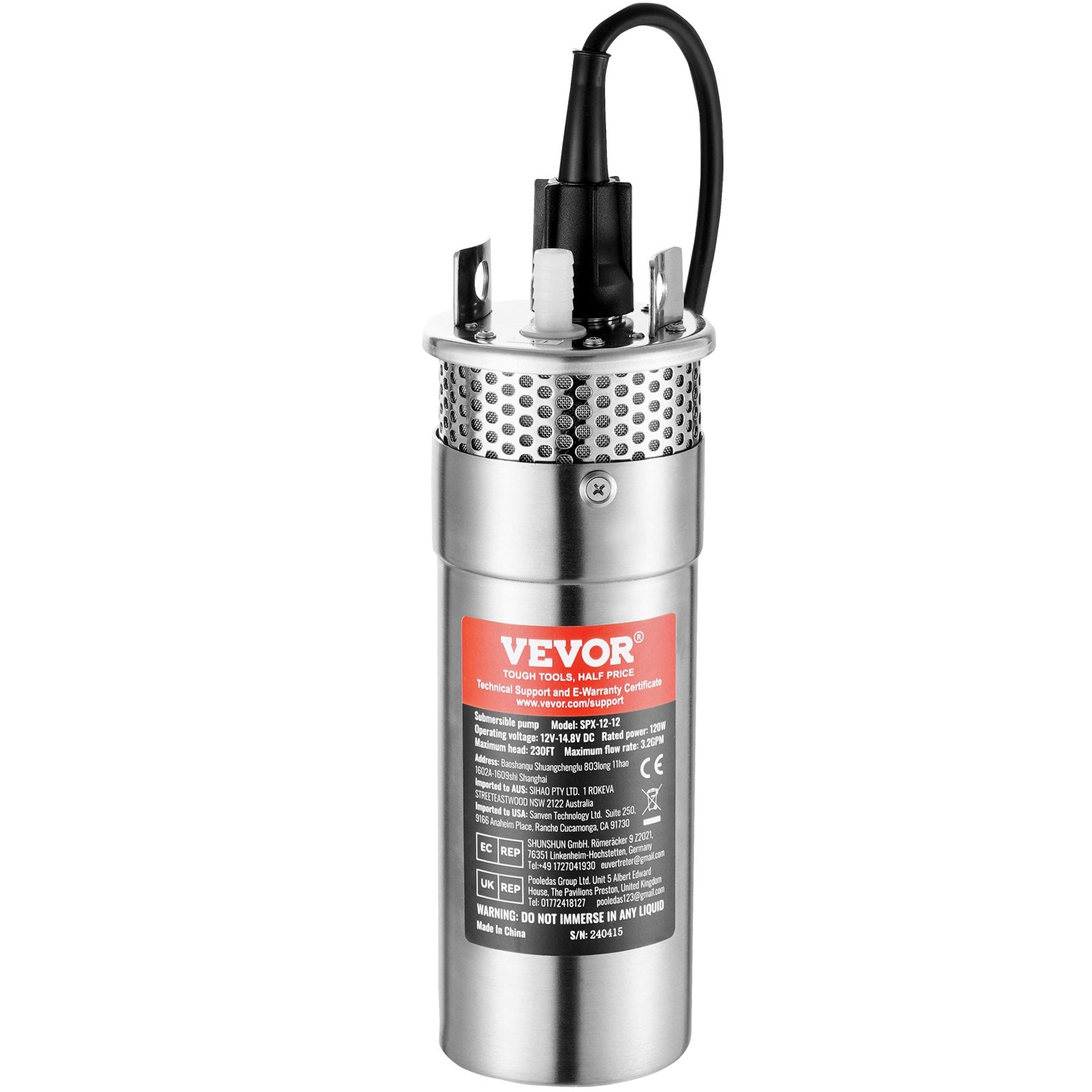 Saulės energija varomas vandens siurblys VEVOR SPX-12V, 120W