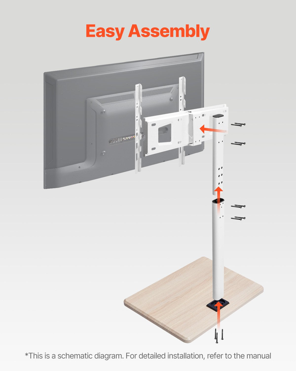 Mobilus televizoriaus stovas VEVOR FSH25-G1, 32–70 colių ekranams