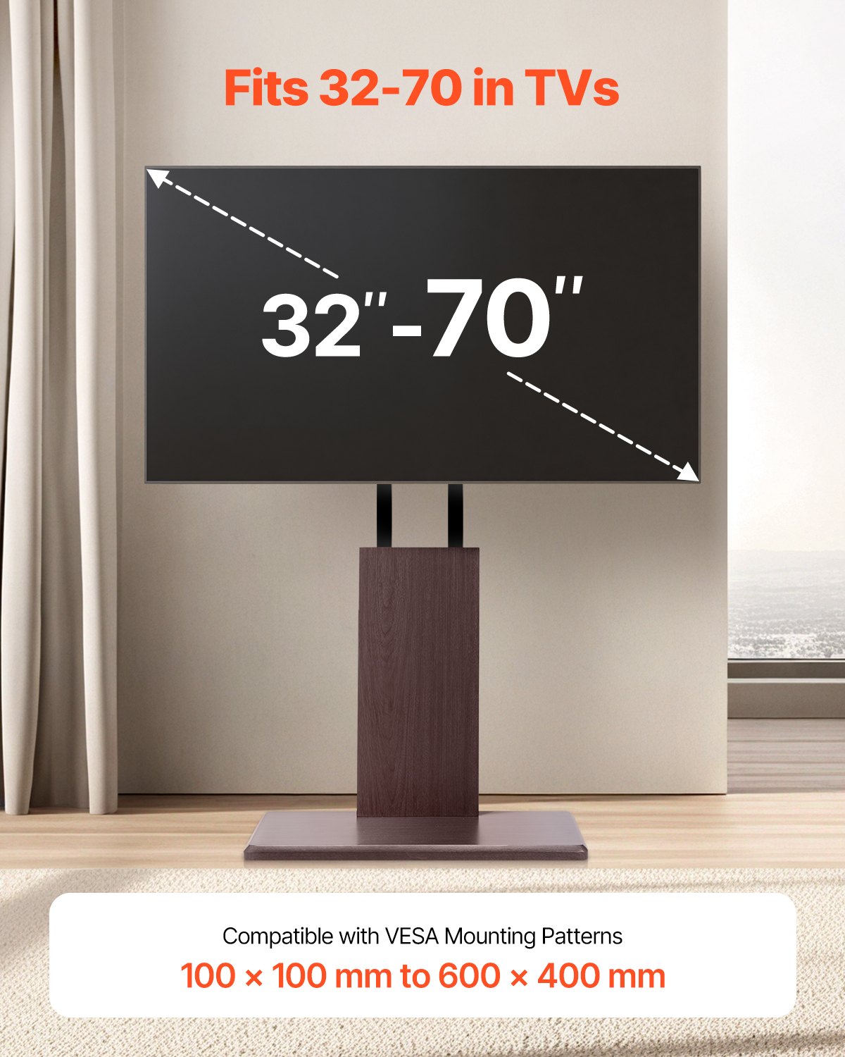 Universalus televizoriaus stovas VEVOR FS26, 32–70 colių ekranams