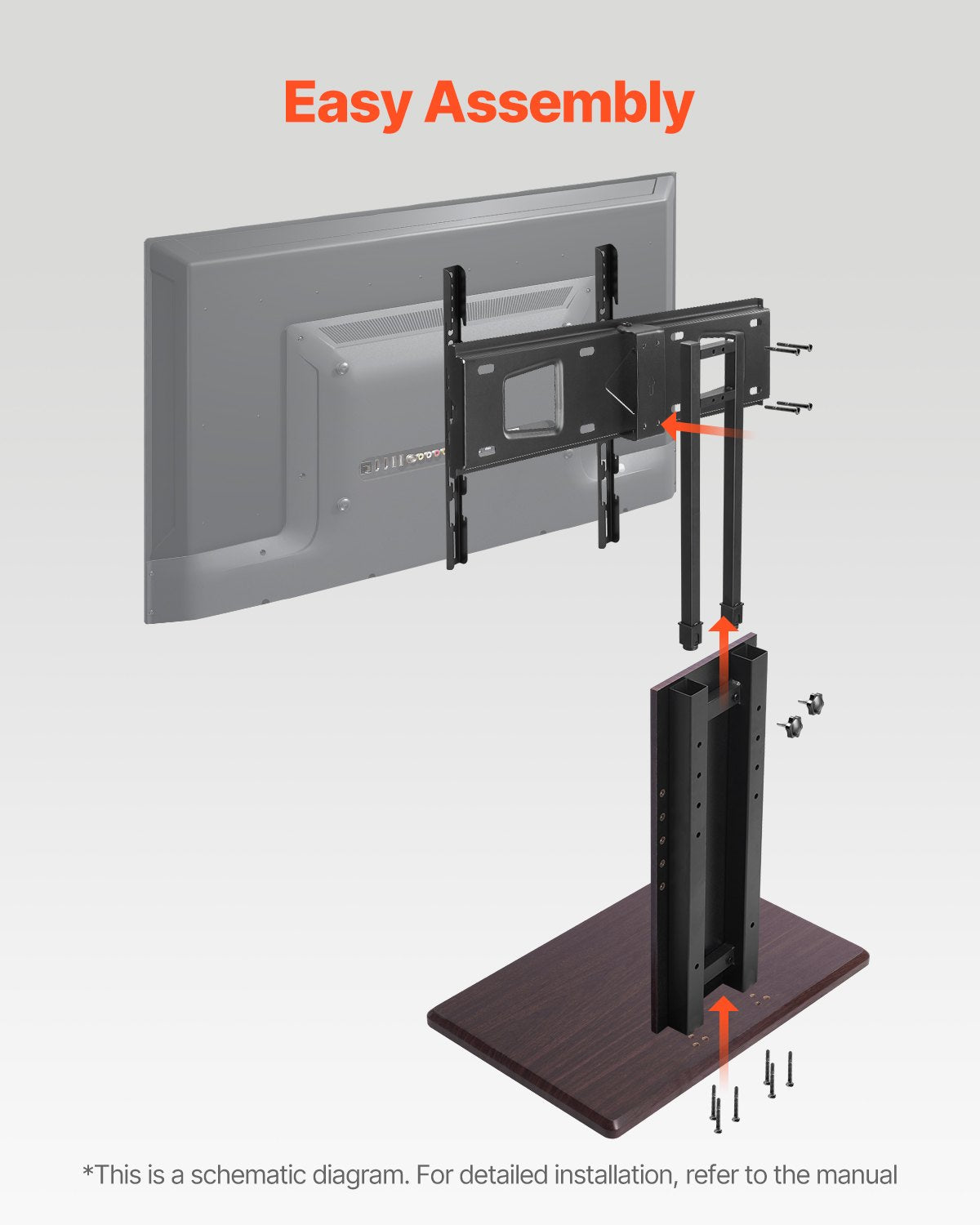 Universalus televizoriaus stovas VEVOR FS26, 32–70 colių ekranams