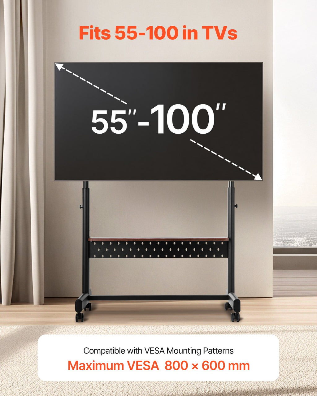 Mobilus TV stovas VEVOR YBTC-03, 55–100 colių ekranams