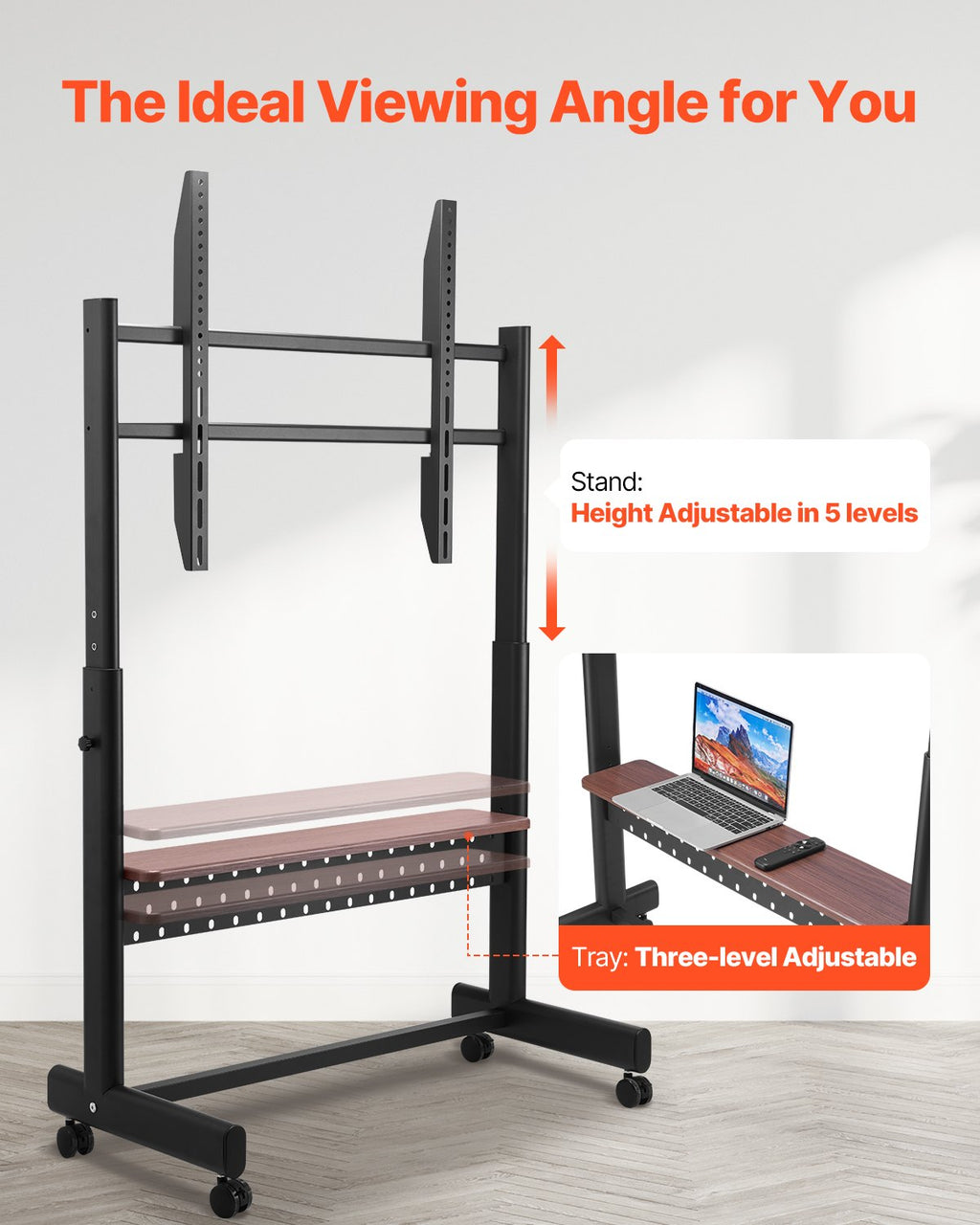 Mobilus TV stovas VEVOR YBTC-03, 55–100 colių ekranams