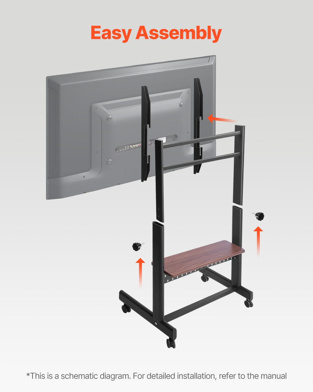 Mobilus TV stovas VEVOR YBTC-03, 55–100 colių ekranams
