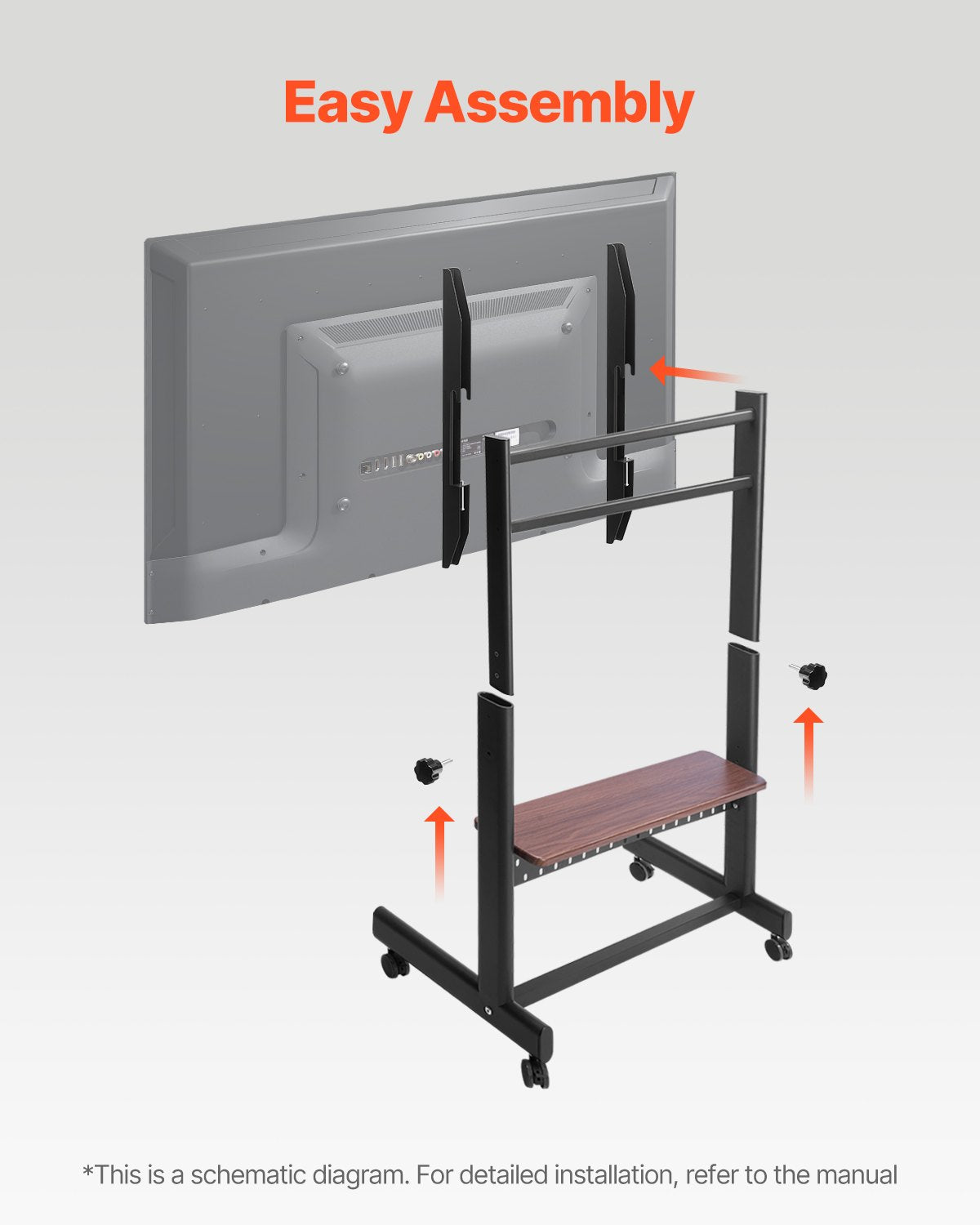 Mobilus TV stovas VEVOR YBTC-03, 55–100 colių ekranams
