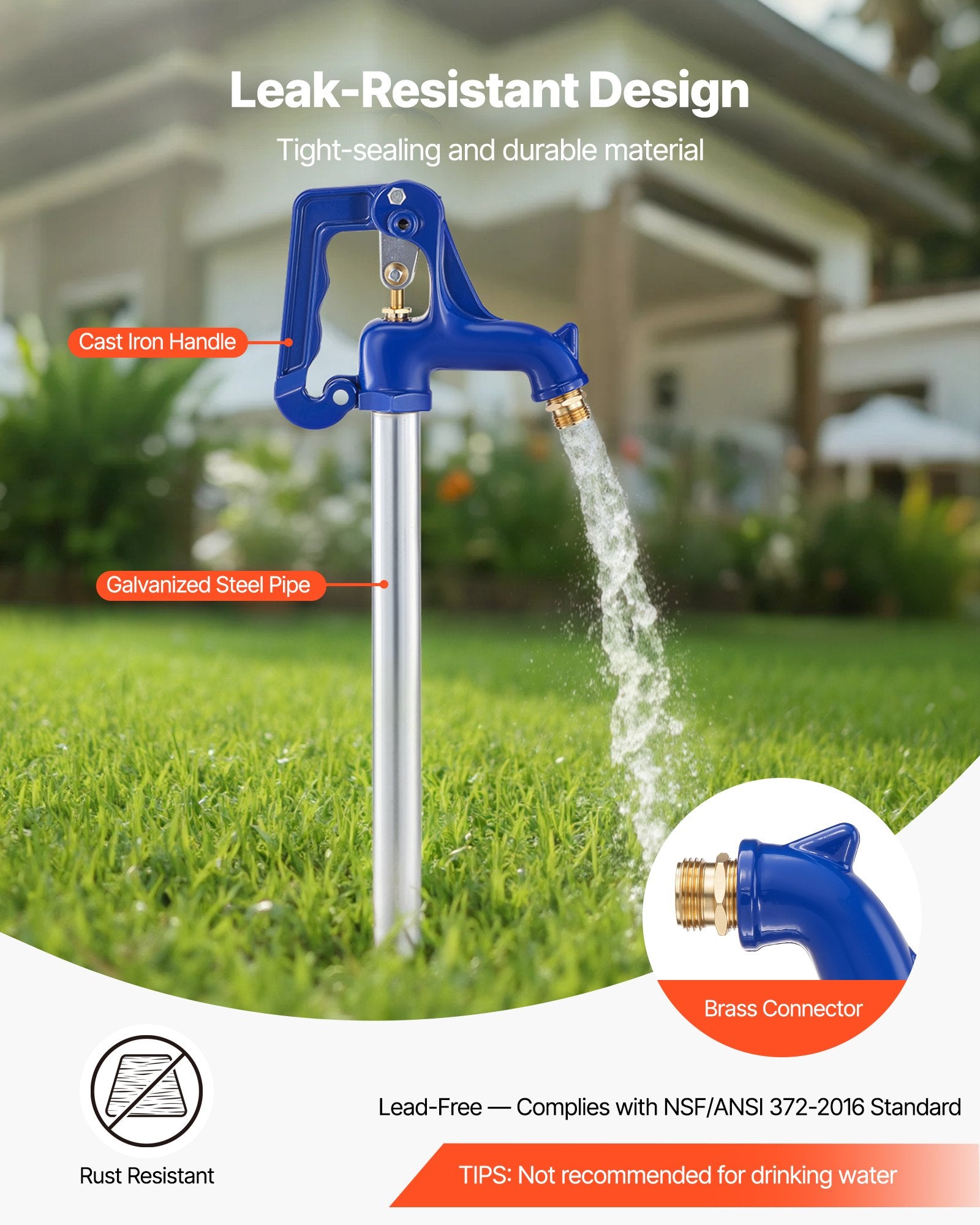 Lauko hidrantas VEVOR SHYH04NL, 1219,2 mm įkasimo gylis