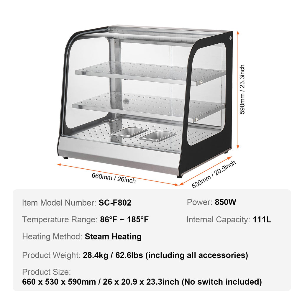 Maisto šildymo vitrina VEVOR SC-F802, 111 l