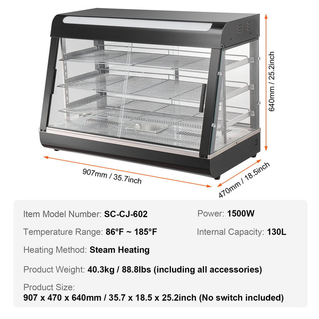 Maisto šildymo vitrina VEVOR SC-CJ-602, 1500W