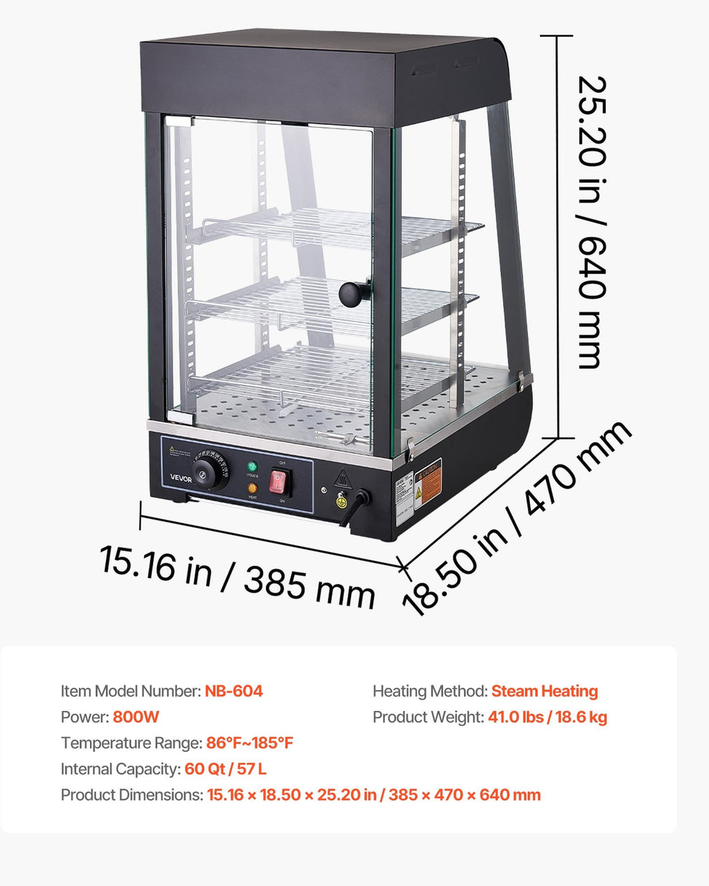 Maisto šildymo vitrina VEVOR NB-604, 800W