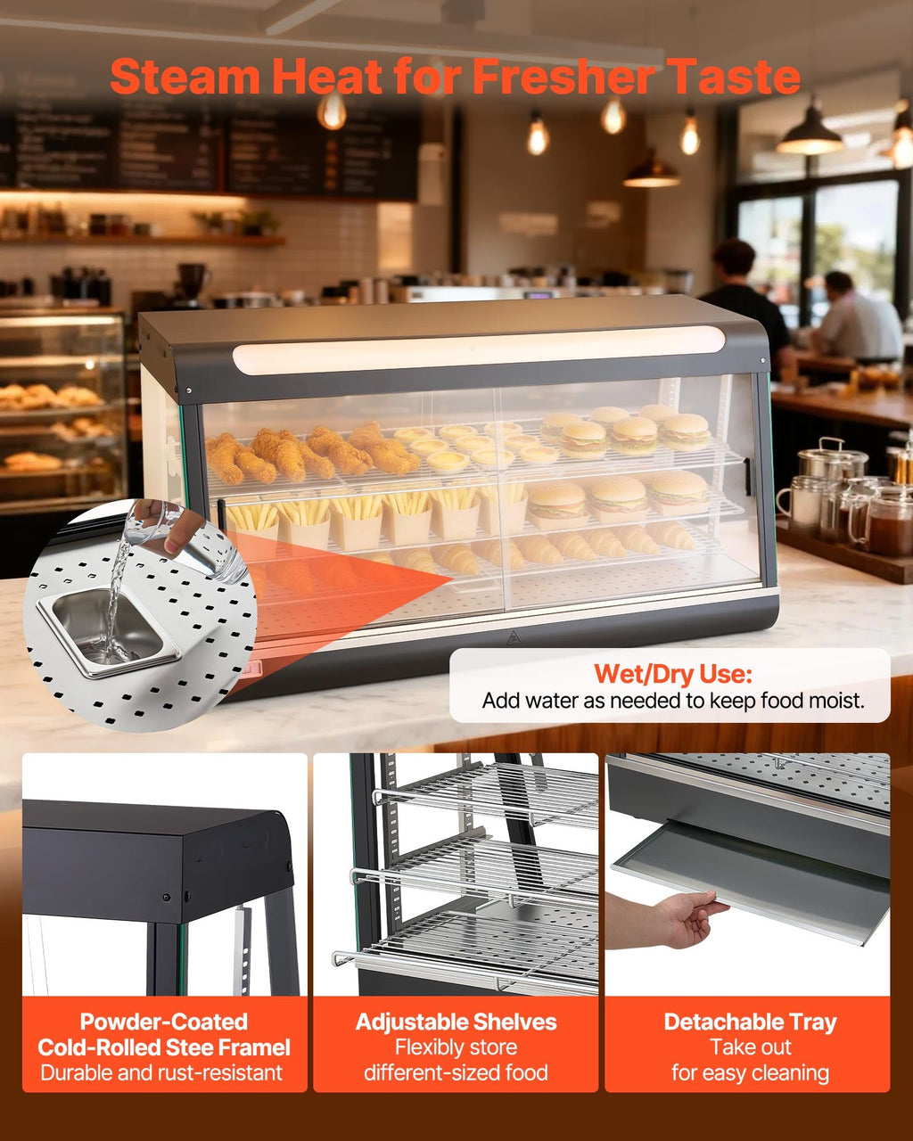 Maisto šildymo vitrina VEVOR NB-603, 1600W