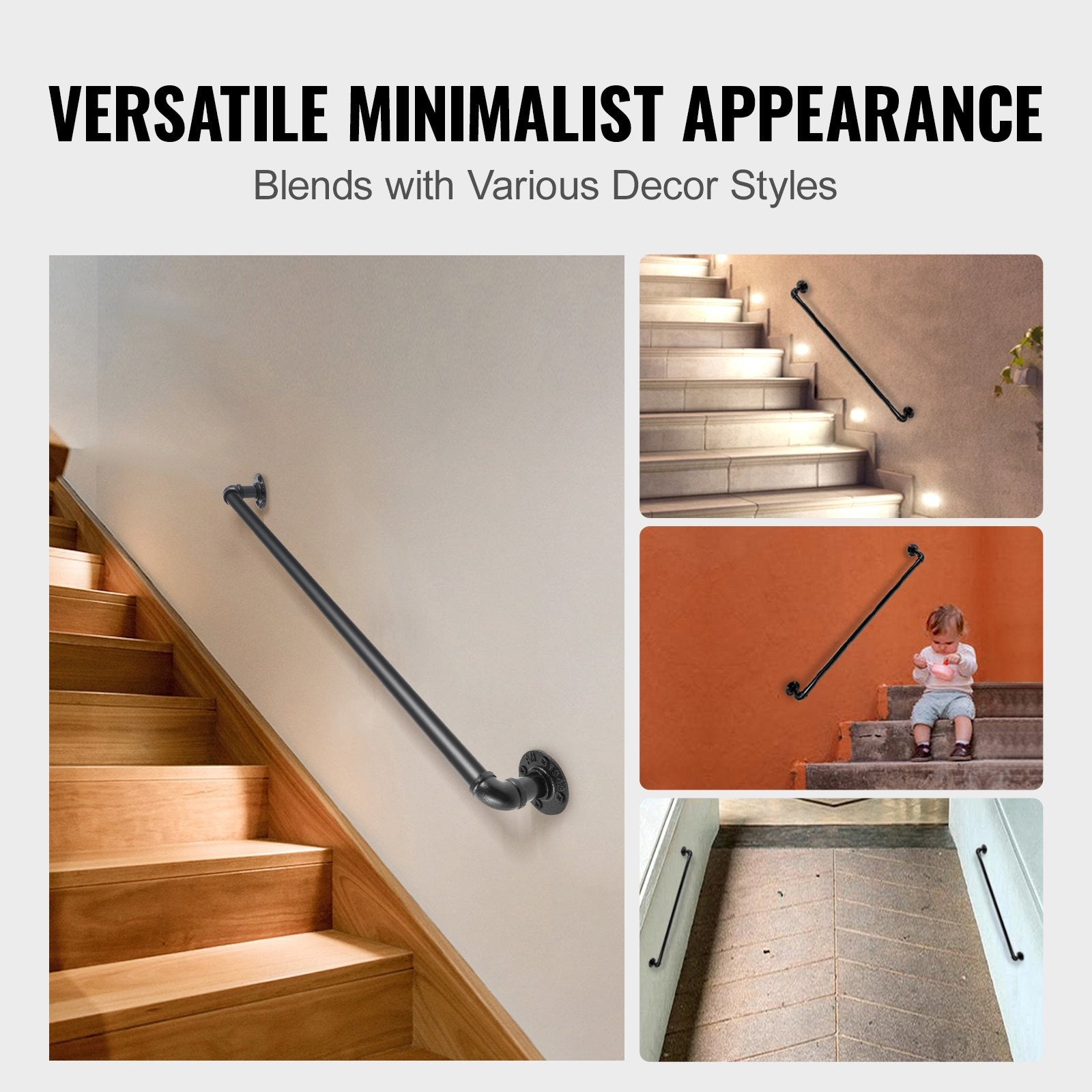Sieninis laiptų turėklas VEVOR VV-GYGFS-HS2YC, 61 cm