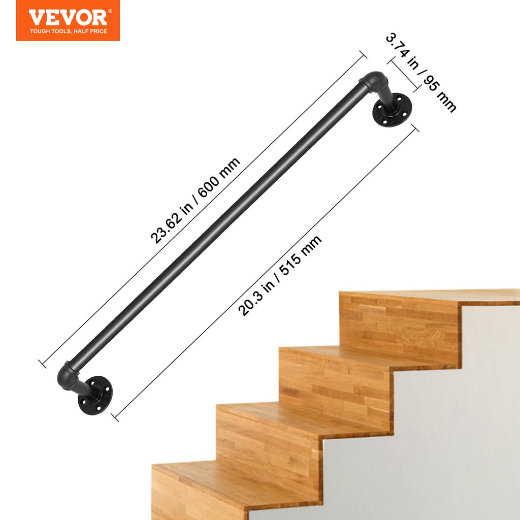 Sieninis laiptų turėklas VEVOR VV-GYGFS-HS2YC, 61 cm