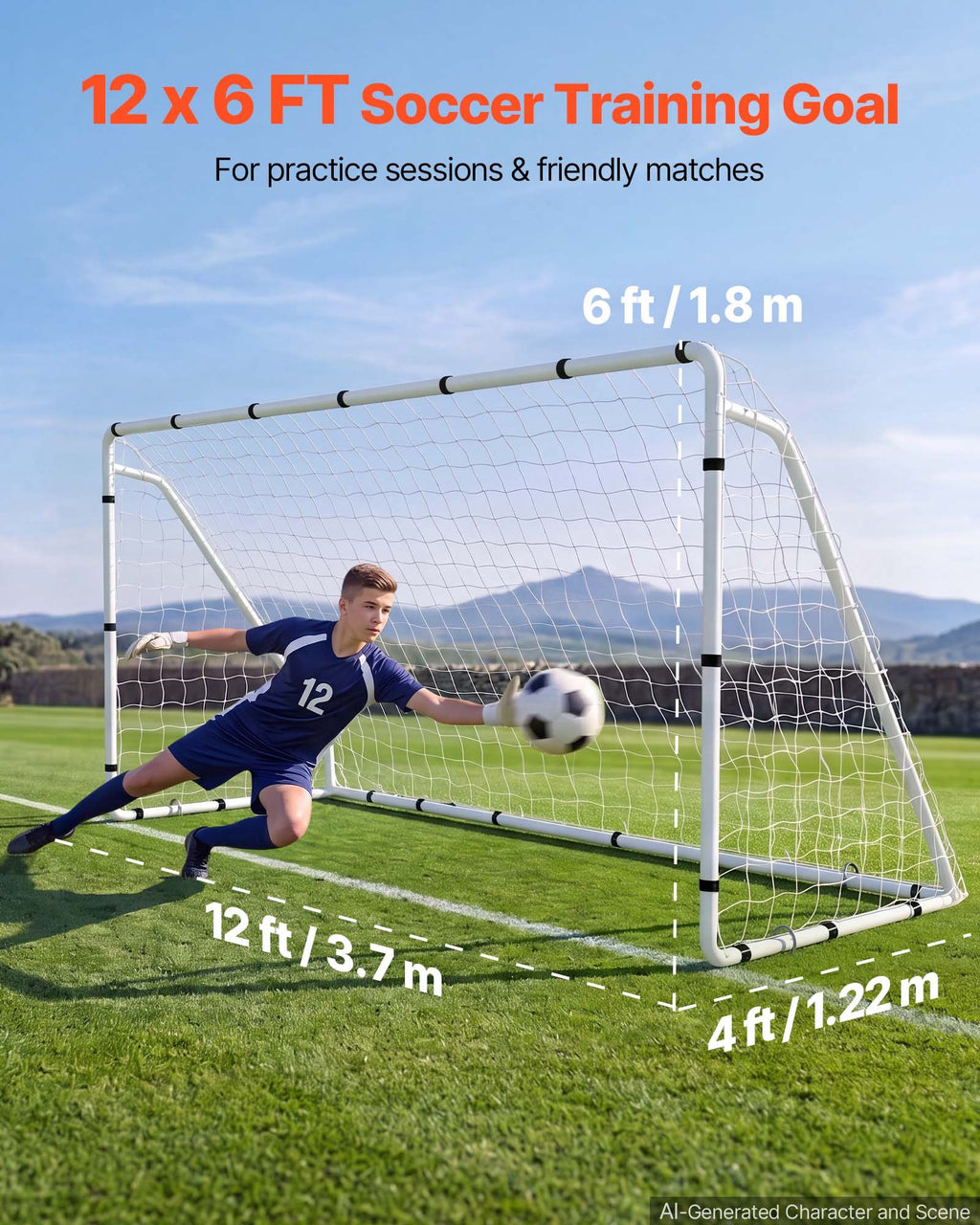 Futbolo vartai VEVOR DKS-36632, 3,66 x 1,83 m