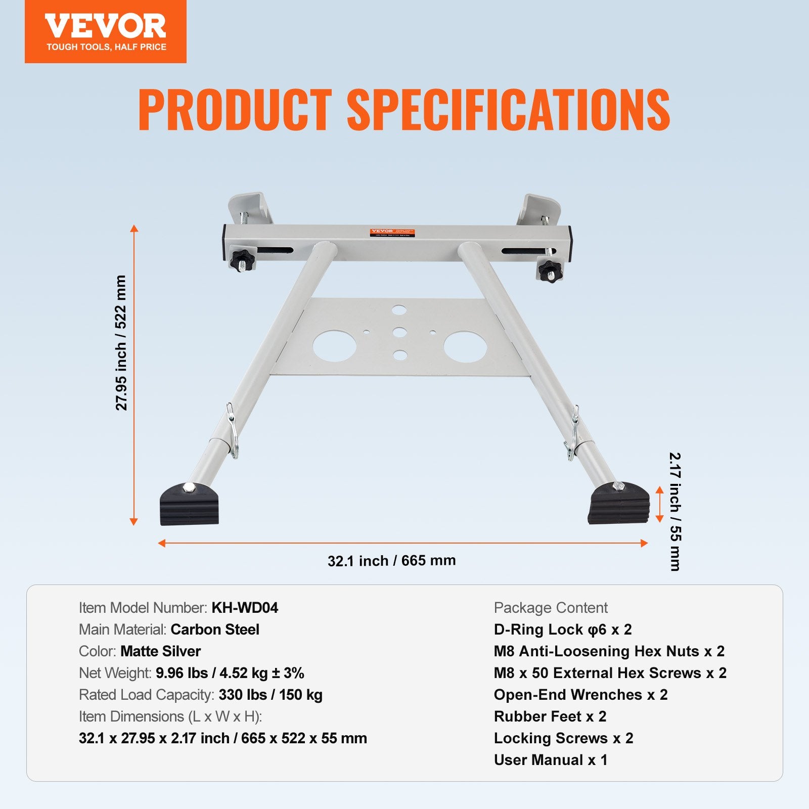 Kopėčių stabilizatorius VEVOR KH-WD04, 150 kg keliamoji galia