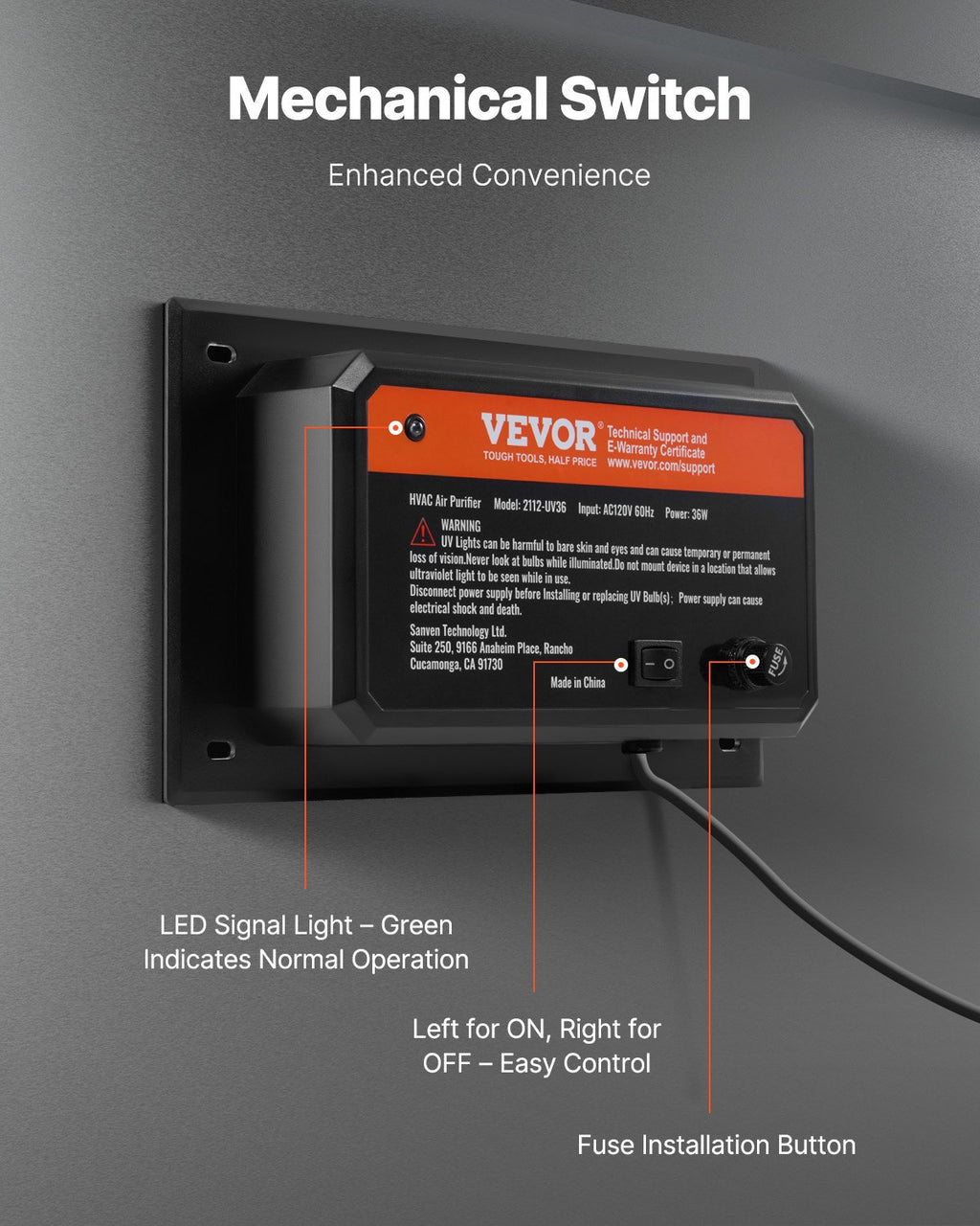 Ortakinis oro valytuvas VEVOR 2112-UV36, 36W