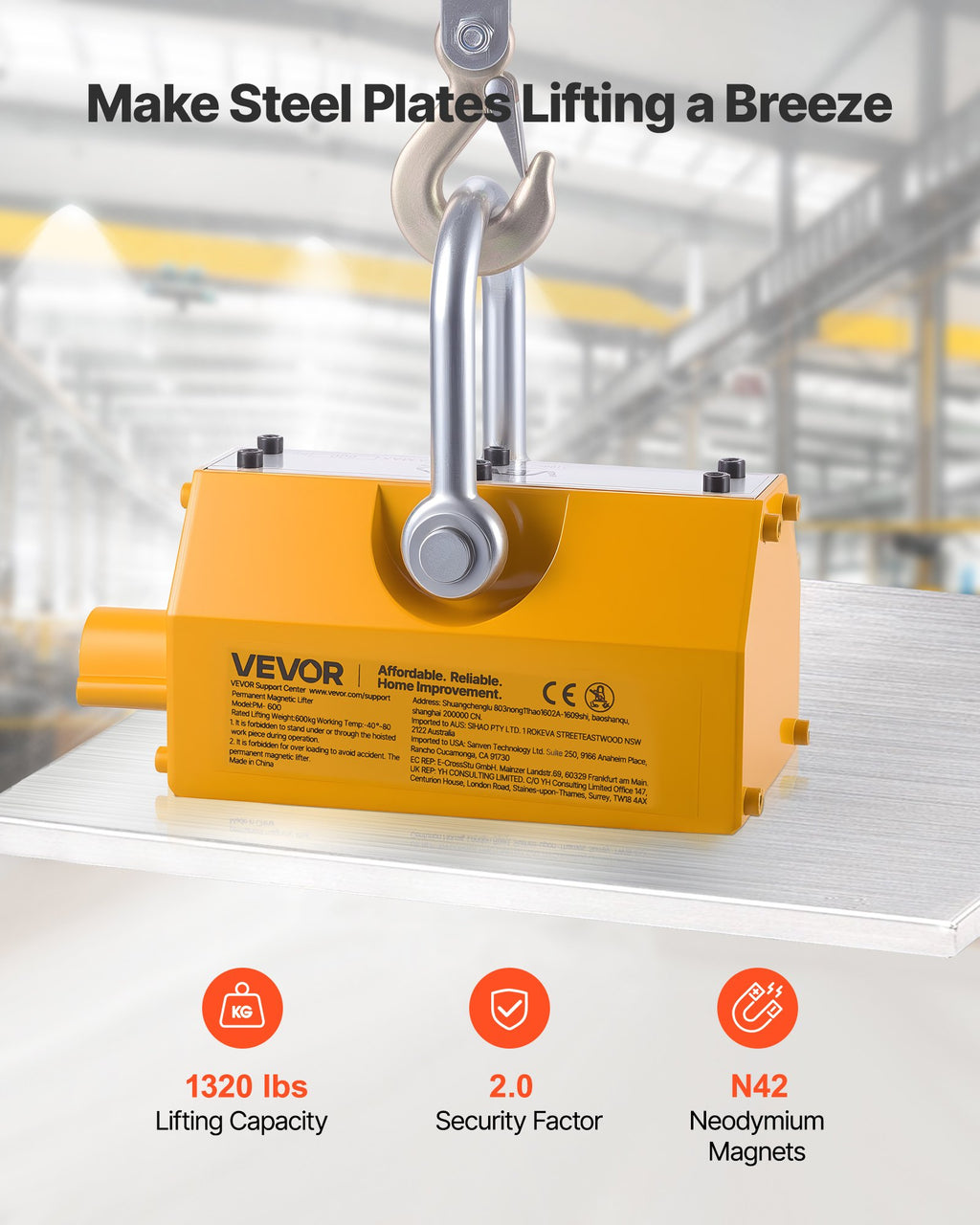 Magnetinis keltuvas VEVOR PM-600, 600 kg