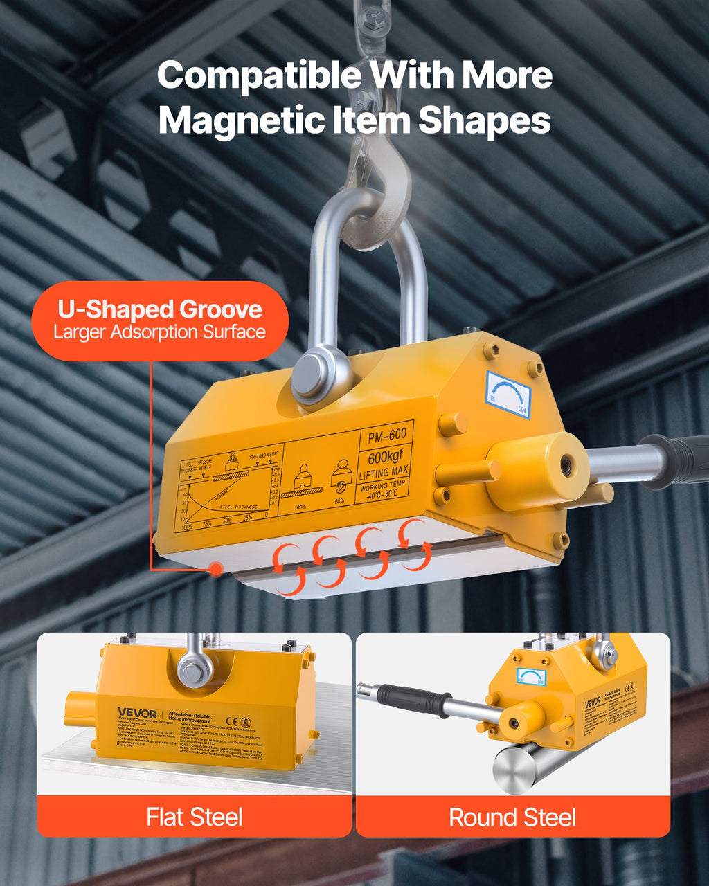 Magnetinis keltuvas VEVOR PM-600, 600 kg